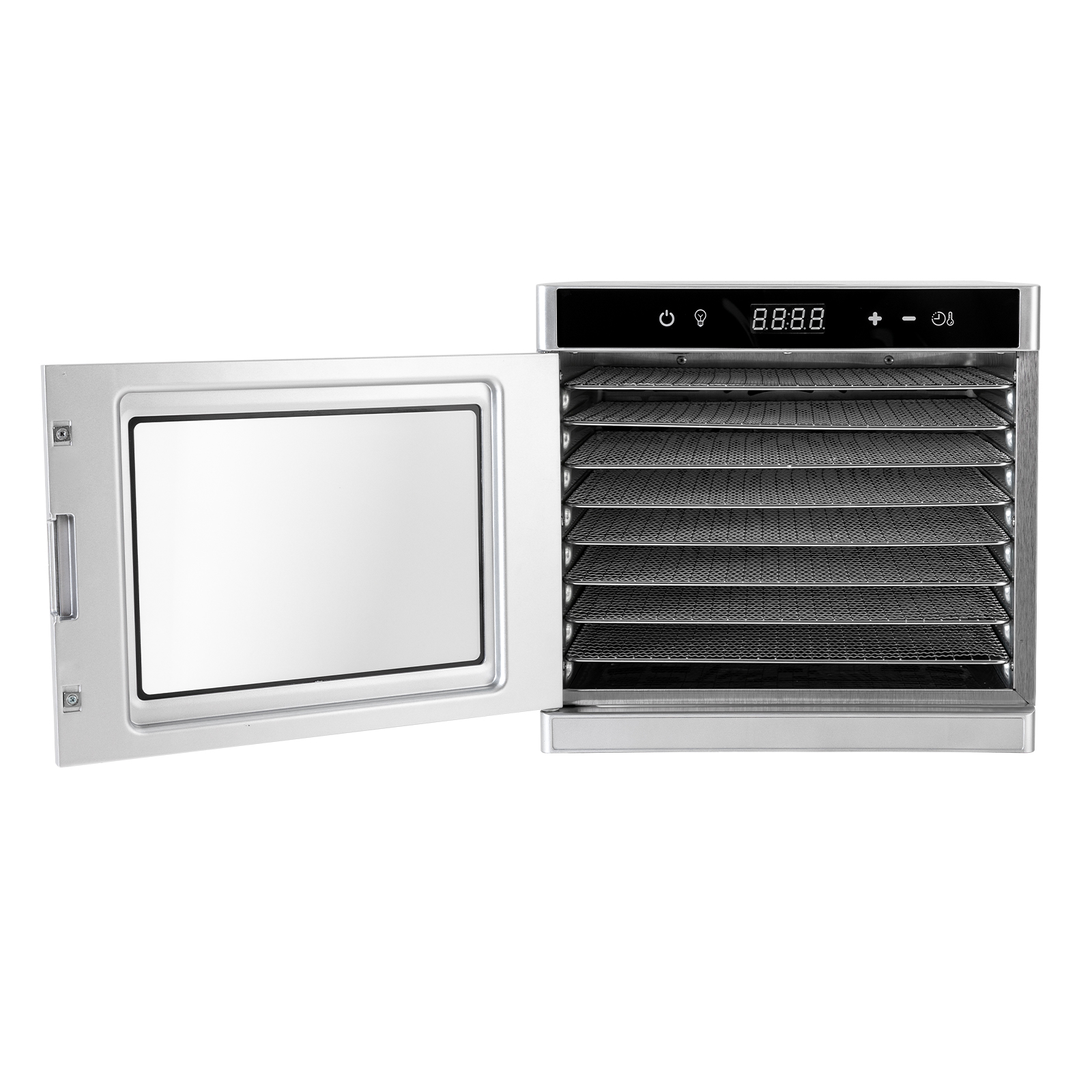 Automatischer Dörrautomat aus Edelstahl, Dörrgerät (35-75°C), 700 W, 8 Stufen, Dörrgerät mit 24-Stunden-Timer