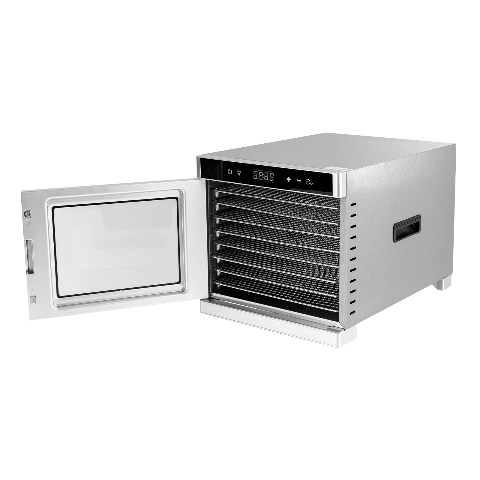 Automatischer Dörrautomat aus Edelstahl, Dörrgerät (35-75°C), 700 W, 8 Stufen, Dörrgerät mit 24-Stunden-Timer