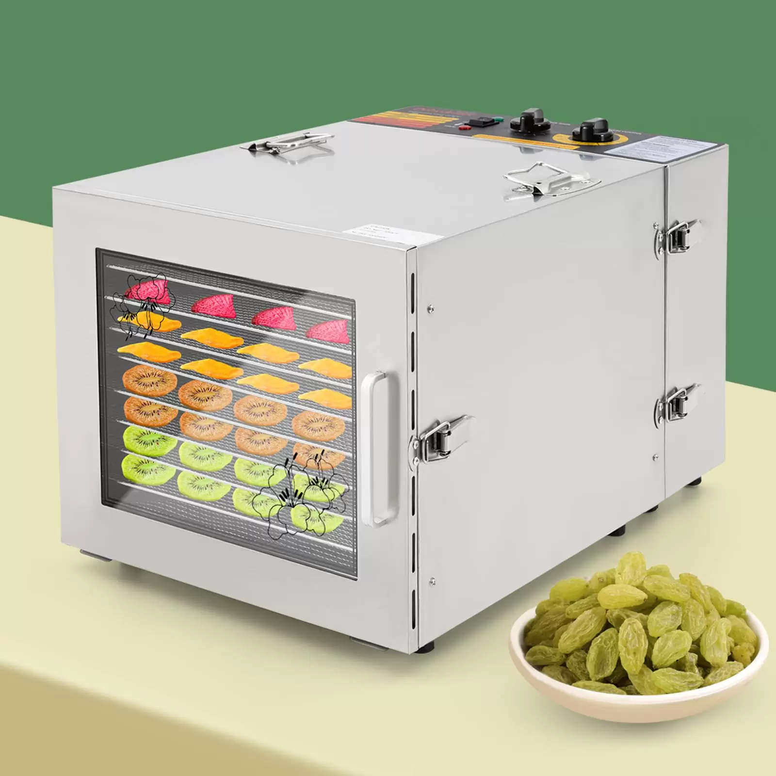 Dörrapparat Dörrautomat 1000W 10 Tray Obsttrockner Gemüsetrockner Edelstahl 35-75°C 220V mit Timer Dörrapparat Dörrautomat 1000W 10 Tray Obsttrockner Gemüsetrockner Edelstahl 35-75°C 220V mit Timer