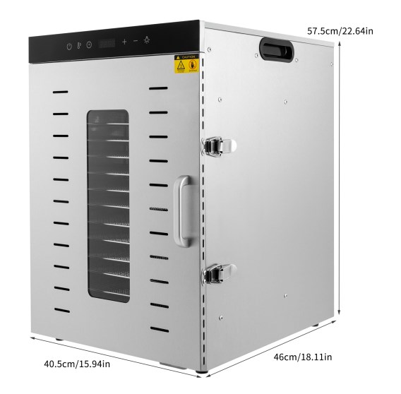 16 Schlitze, Dörrgerät, 1500 W, einstellbare Temperatur 30 – 90 °C