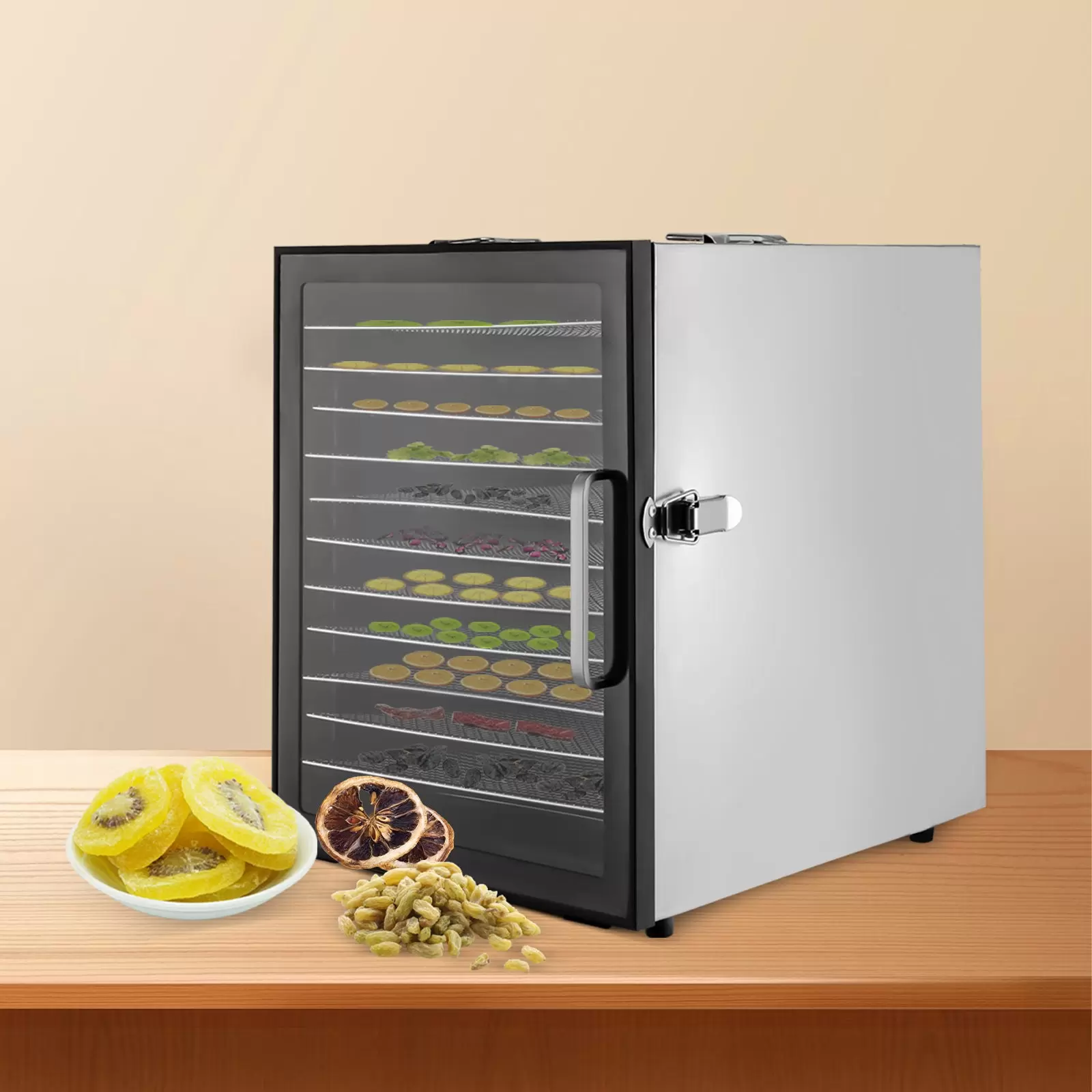 Dörrautomat Edelstahl 12 Einlegefächer, Große Dehydrator Dörrgerät 24h Timer