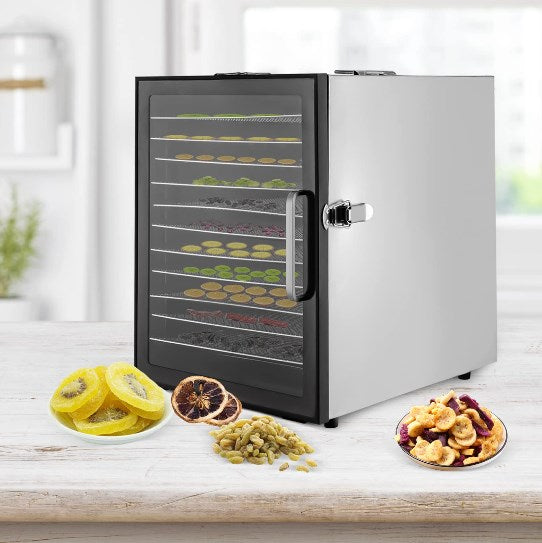 Dörrautomat Edelstahl 12 Einlegefächer, Große Dehydrator Dörrgerät 24h Timer