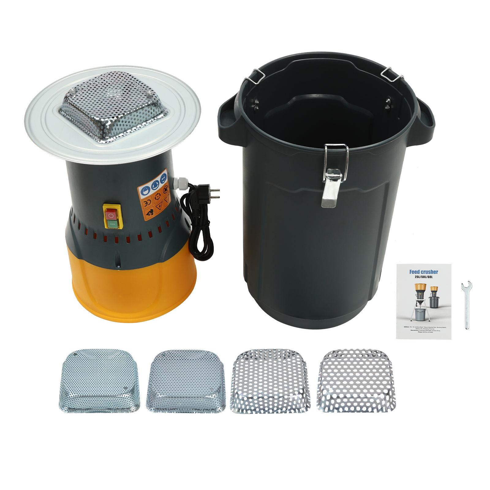 25L Elektrische Getreidemühle Landwirtschaftliche Maismühle Mais Getreide Maschine Mehlmühle 5 Siebe + 1 Schraubenschlüssel
