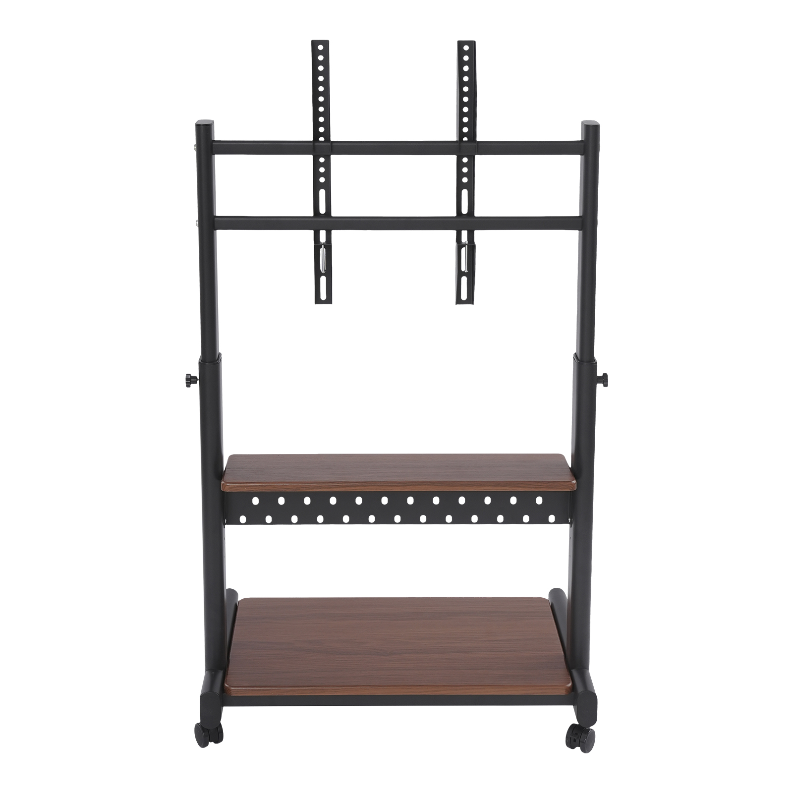 Verwijderbare tv-standaard 43-86 inch universele plank met geperforeerde plaat 128,5 x 74 x 46 cm - zwart