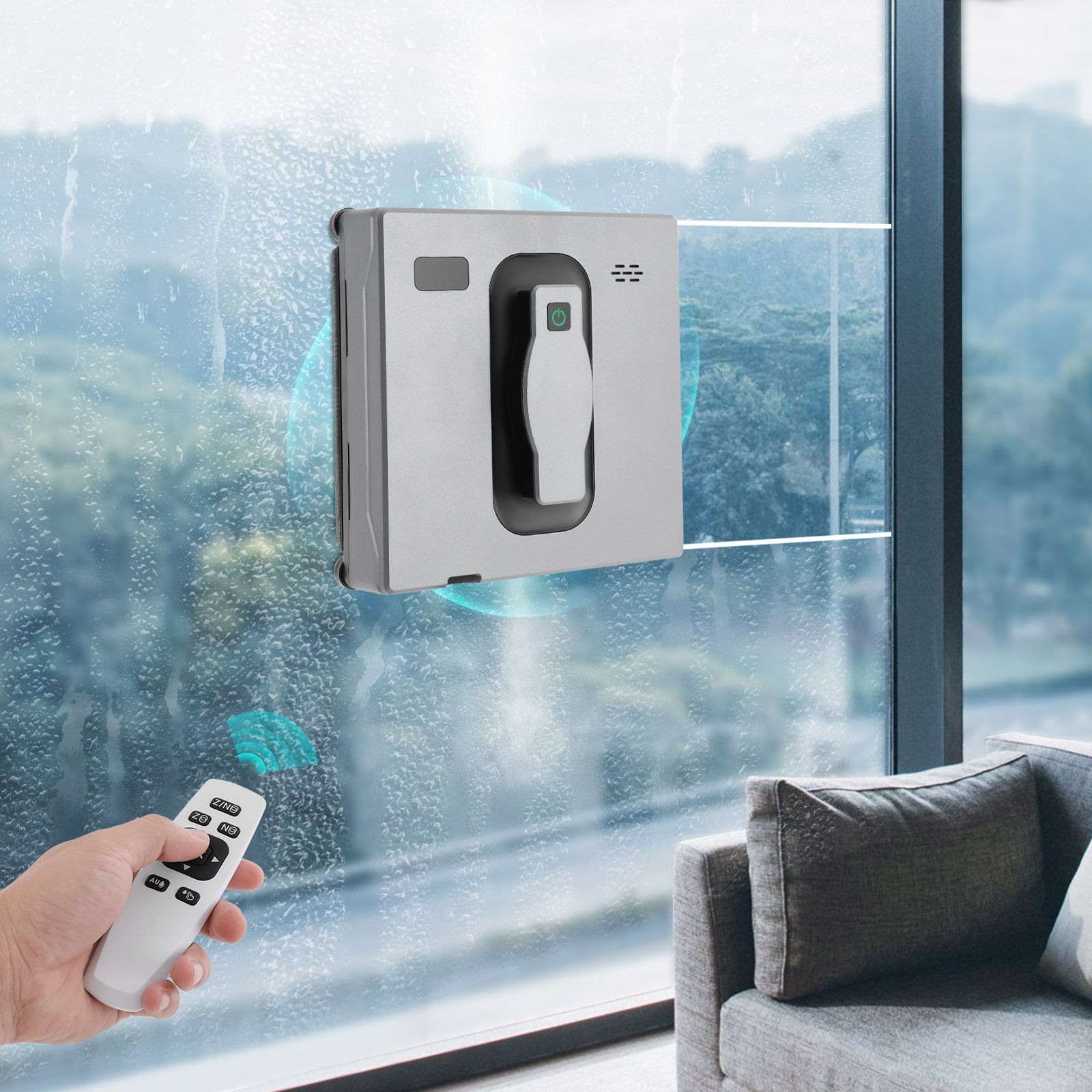 Automatischer Fenstersauger, Fensterputzroboter, Fensterreinigungsmaschine – Silbergrau