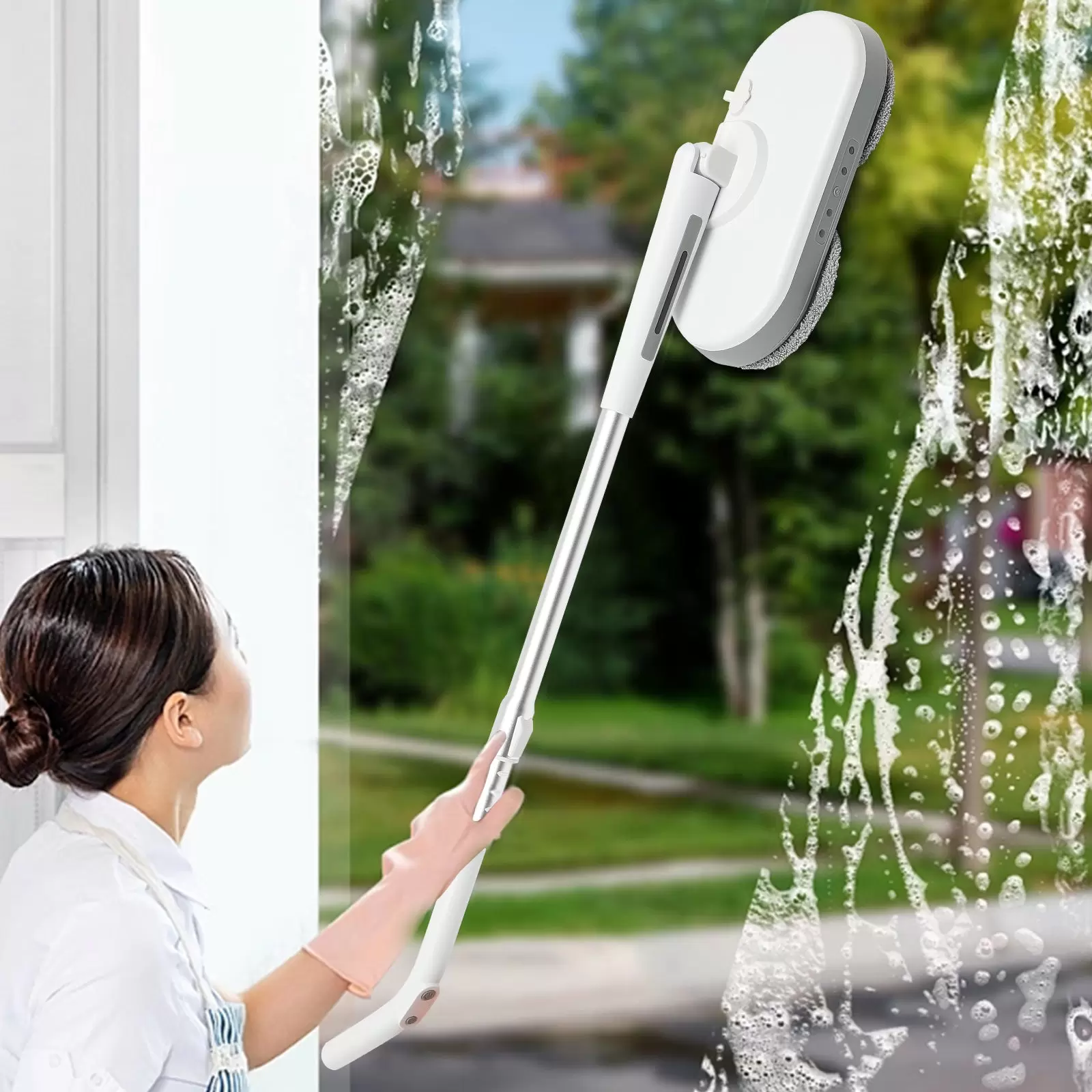Kabellos Elektrischer Mopp, Bodenreiniger Spin Mop, Elektrischer Mop mit Sprühfunktion und LED