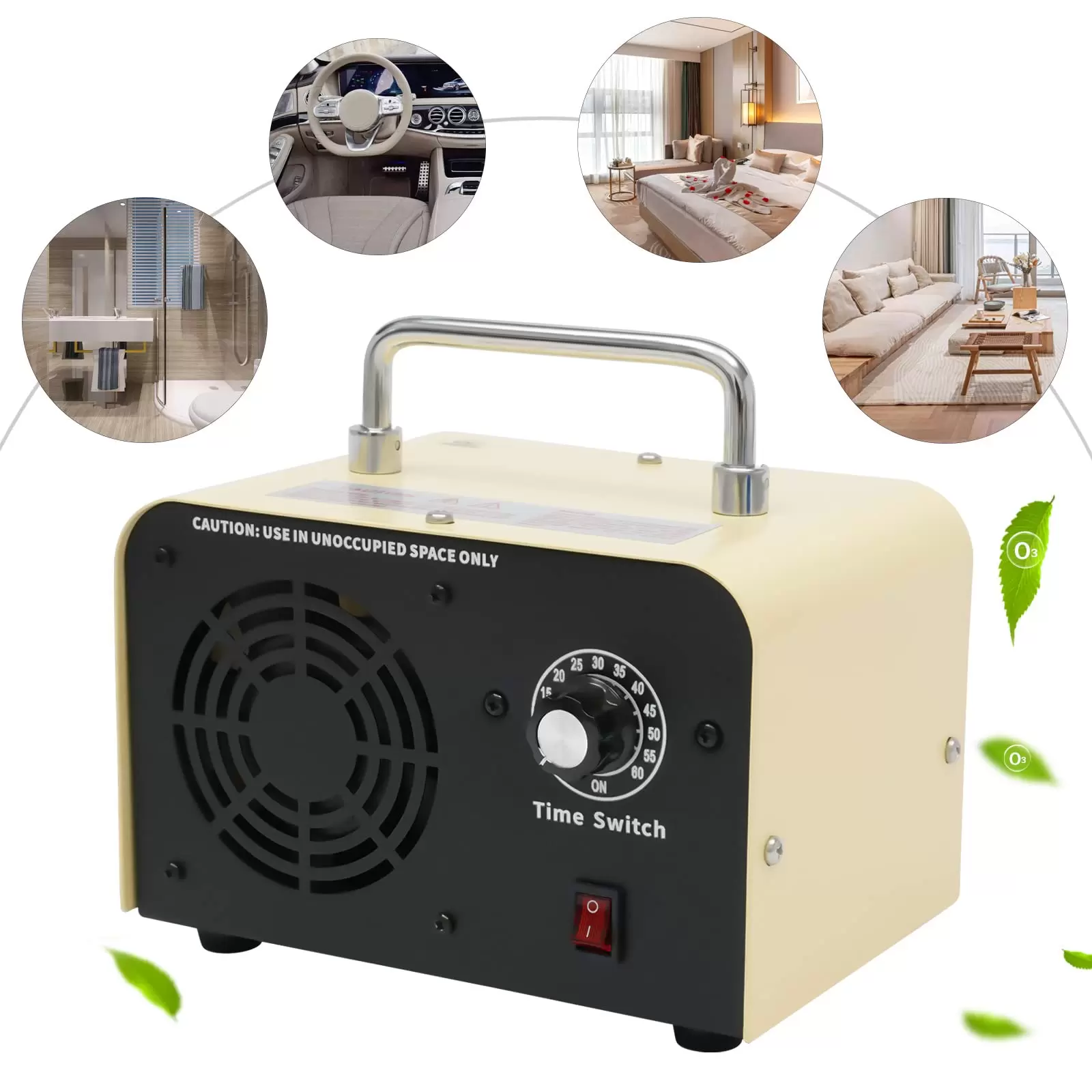 Industrieller Ozongenerator mit 60 min Timer, 10.000 mg/h, tragbarer Ozon Gerät Luftreiniger