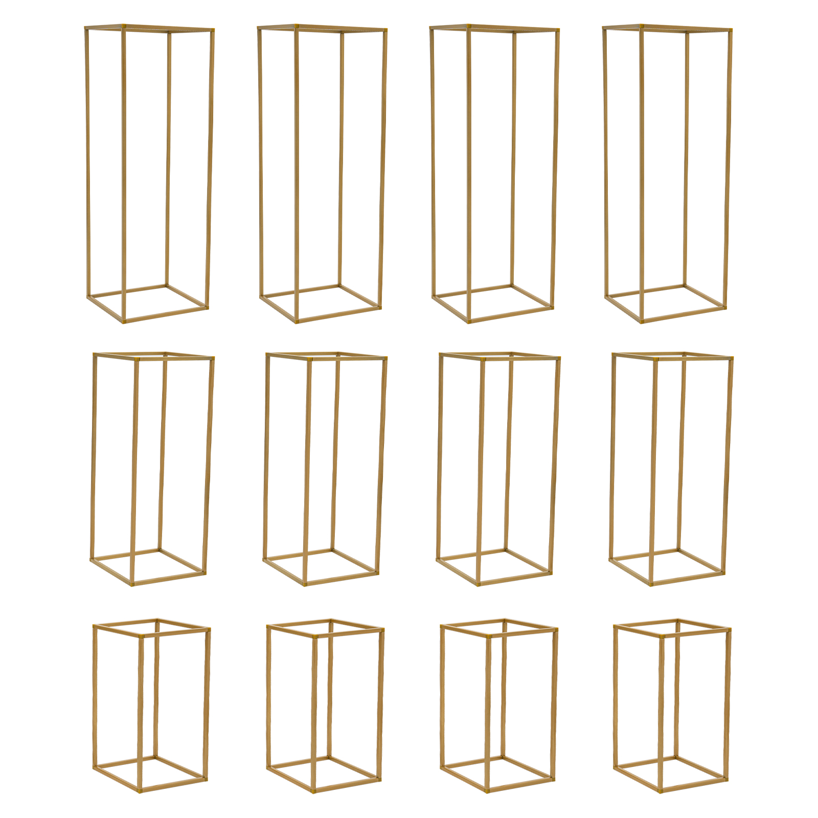 12 Stück Blumenständer aus Metall, Hochzeitsmittelstücke, rechteckige Säule, geometrisches Blumenregal