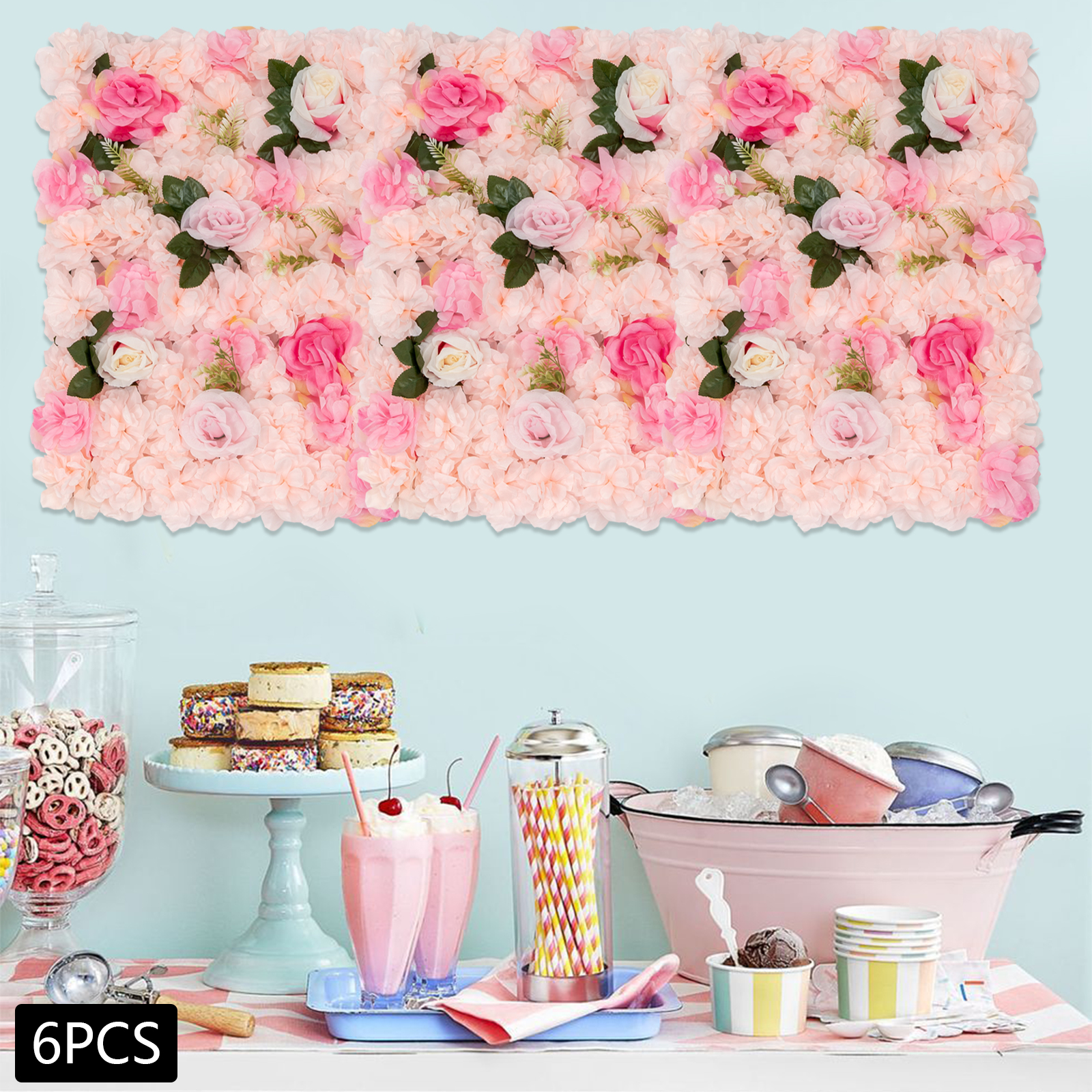 CNCEST 6 PCS Blumen Wand Platten 60 cm x 40 cm künstliche Rosen künstliche Blumen CNCEST 6 PCS Blumen Wand Platten 60 cm x 40 cm künstliche Rosen künstliche Blumen