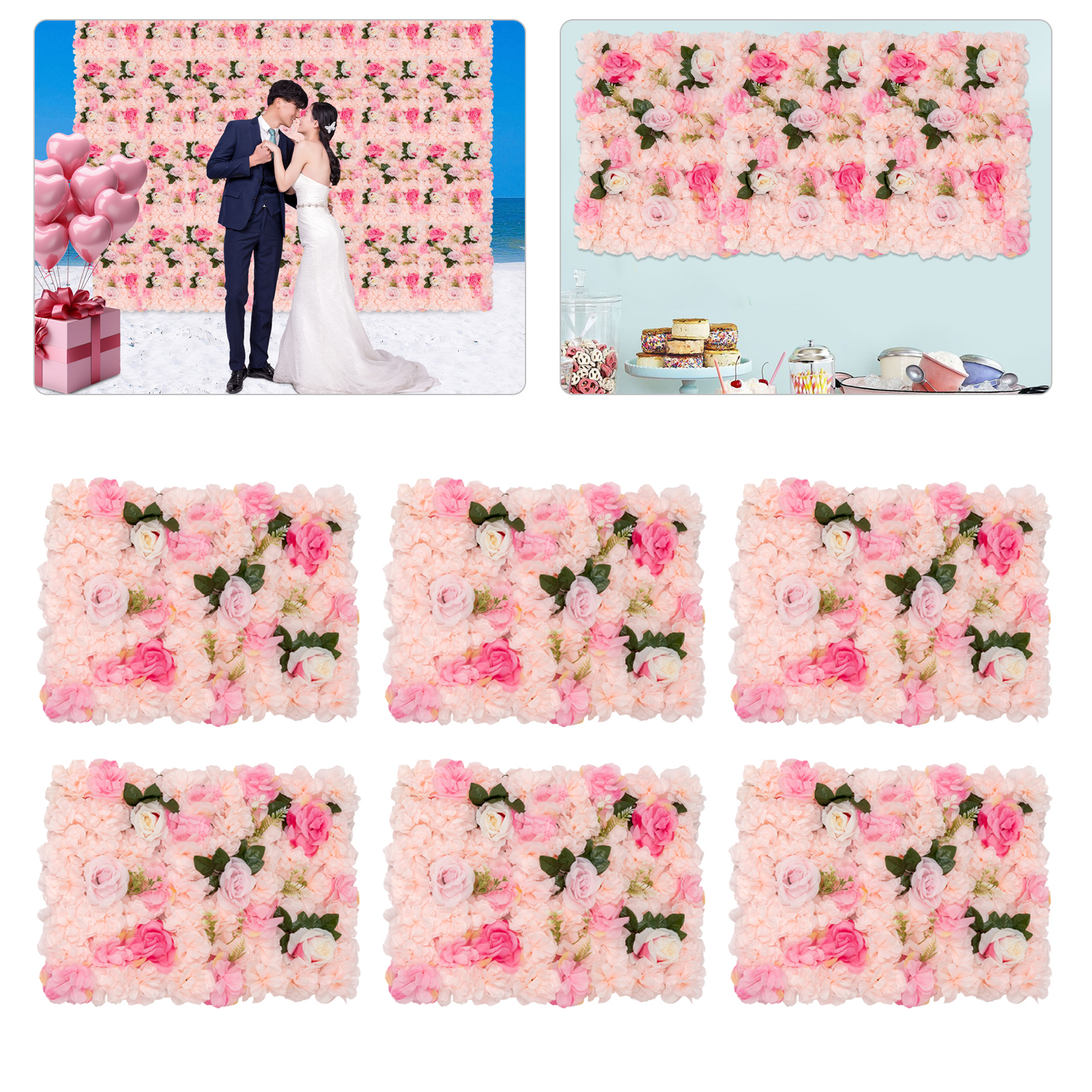 CNCEST 6 PCS Blumen Wand Platten 60 cm x 40 cm künstliche Rosen künstliche Blumen CNCEST 6 PCS Blumen Wand Platten 60 cm x 40 cm künstliche Rosen künstliche Blumen