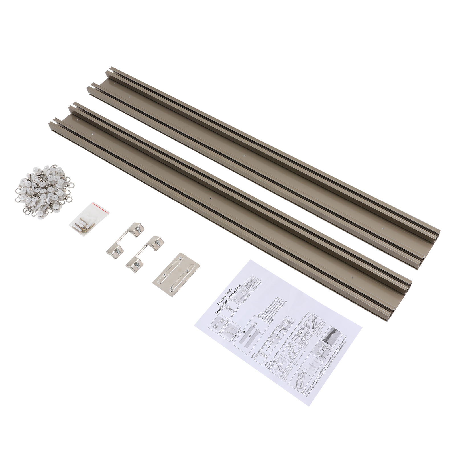 Tringle à Rideaux Double Silencieuse 1-6m – Rail Aluminium Extra Robuste, Séparateur De Pièce Muet Pour Salon, Chambre, Balcon