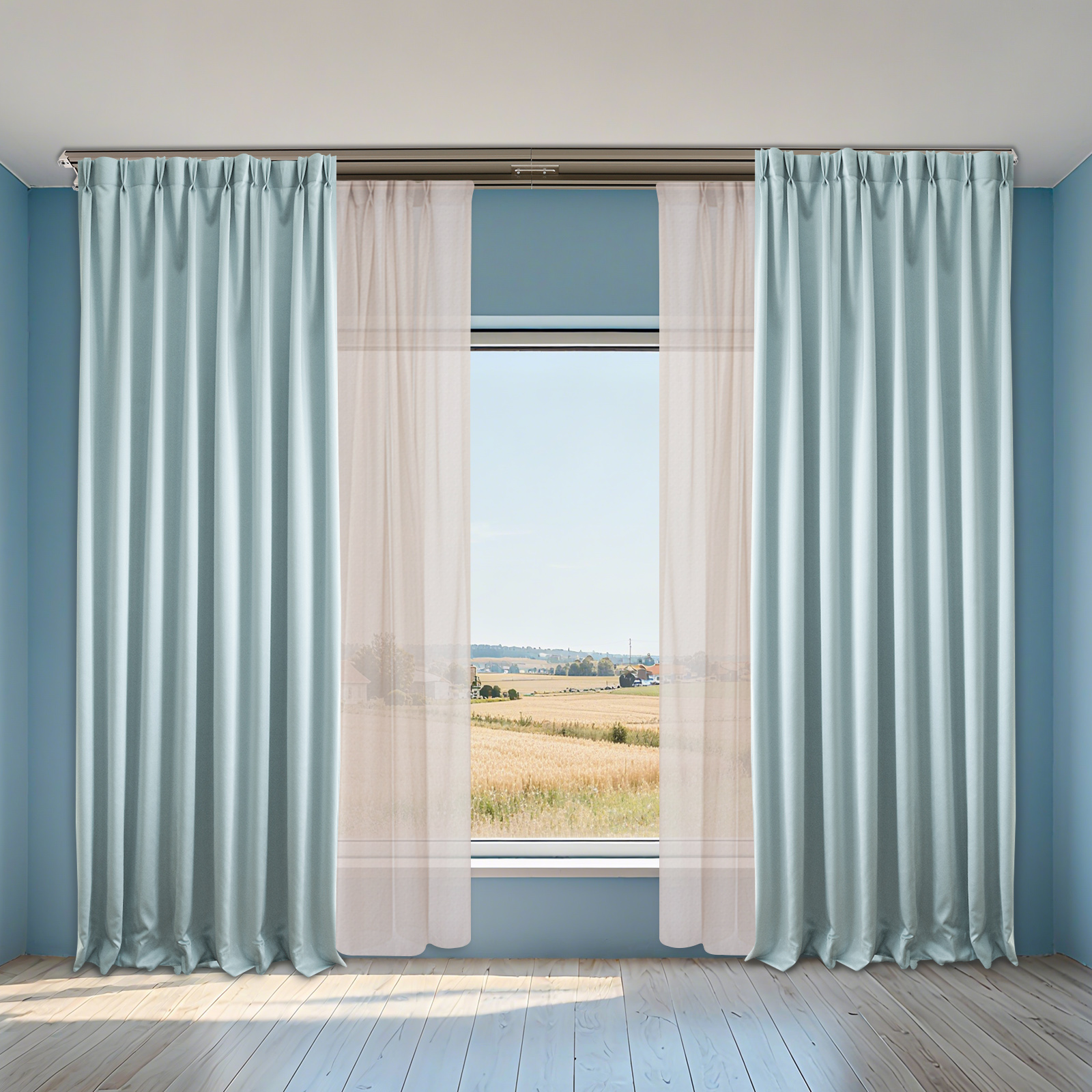 Doppelreihige Gardinenschiene für die Decke, Doppelstangen für Gardinen, Deckenmontage-Gardinenschiene für Wohnzimmer und Schlafzimmer