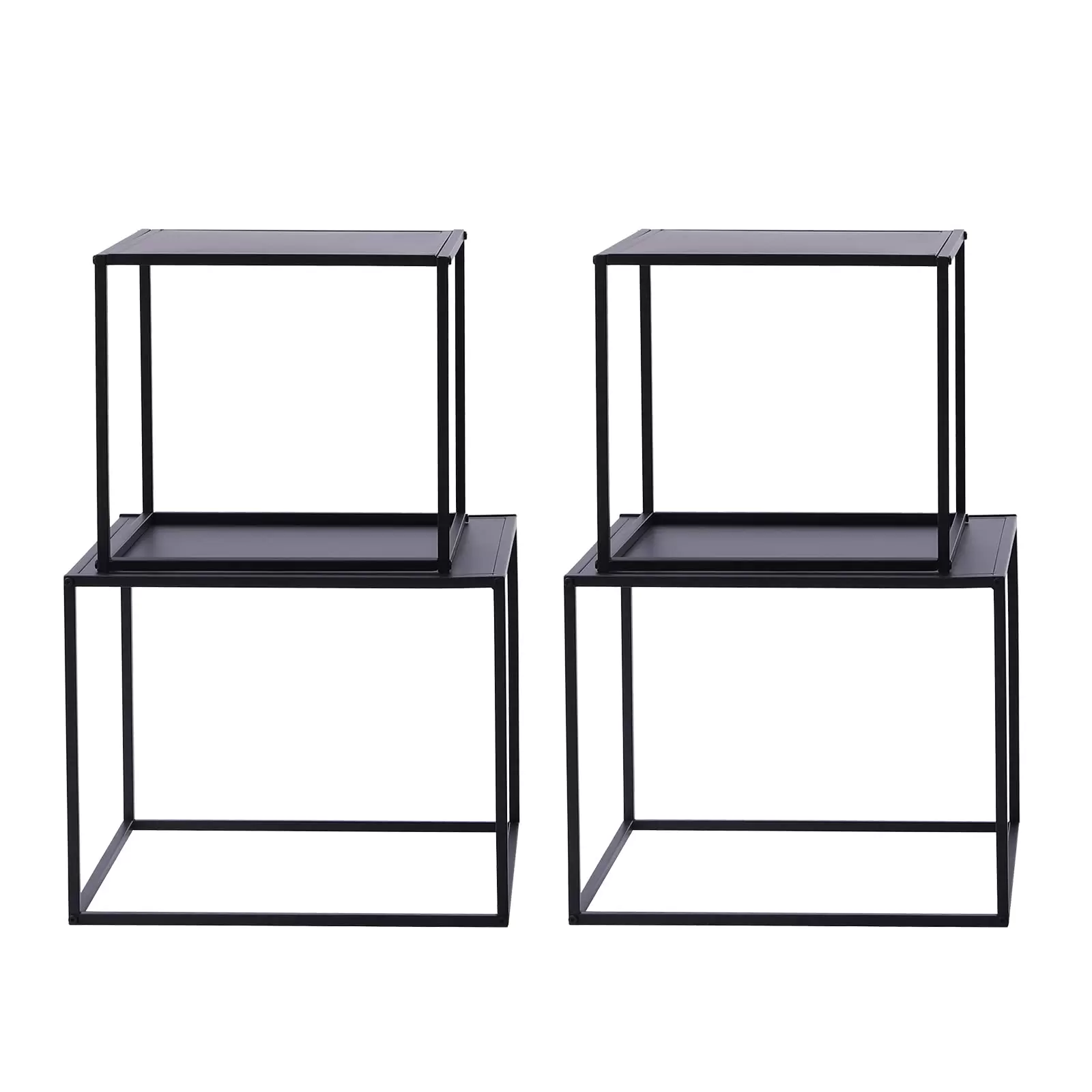 Beistelltisch, 4× Kaffeetisch Metall Nachttisch Dekorativer Sofatisch Couchtisch für Wohnzimmer Terrasse Garten