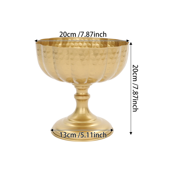 10 Stück kleine Metallvase, Durchmesser 20 cm, Höhe 20 cm, Boden 13 cm – Gold