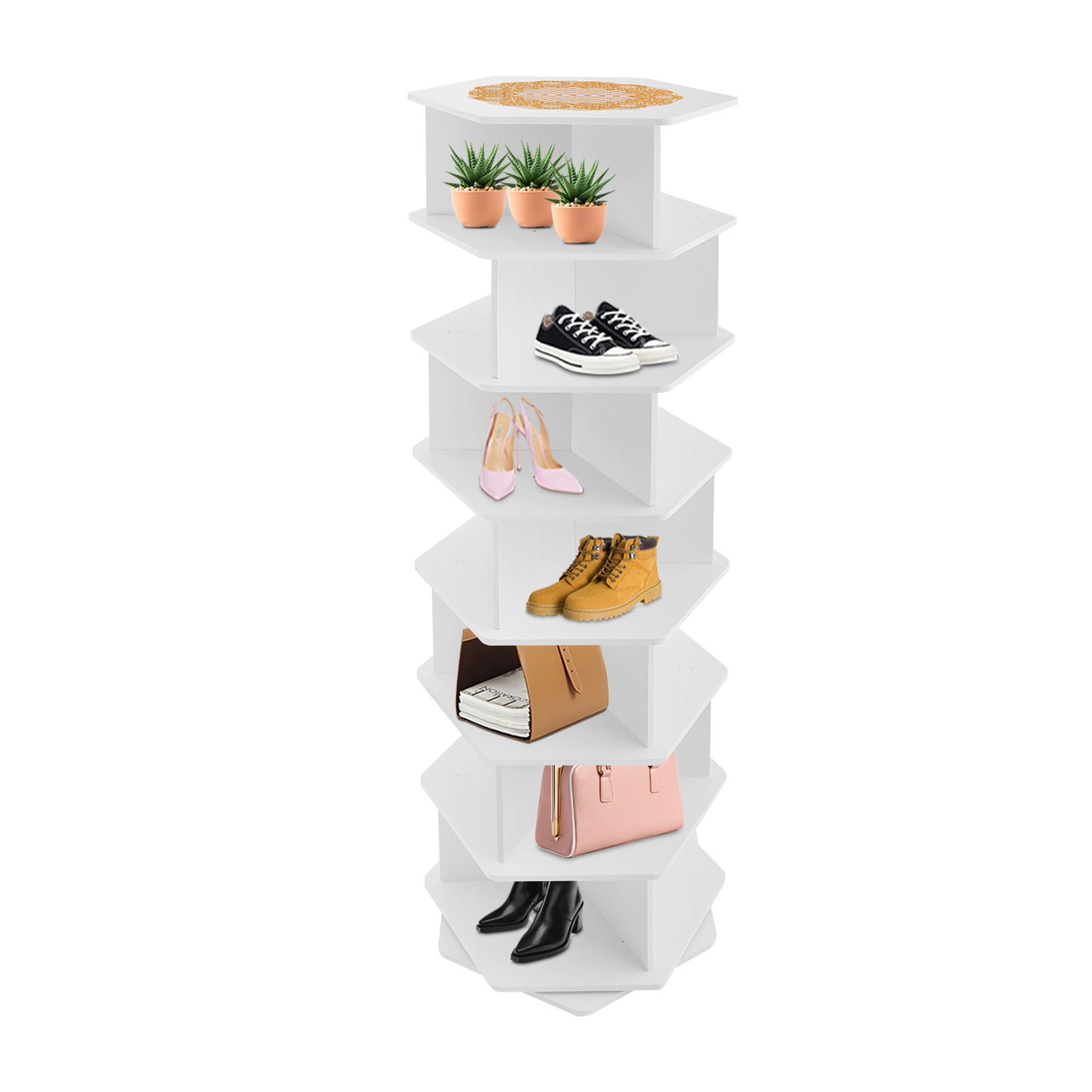 7-stöckiges Schuhregal, drehbares Schuhregal, freistehender Schuh-Organizer für Flur und Wohnzimmer