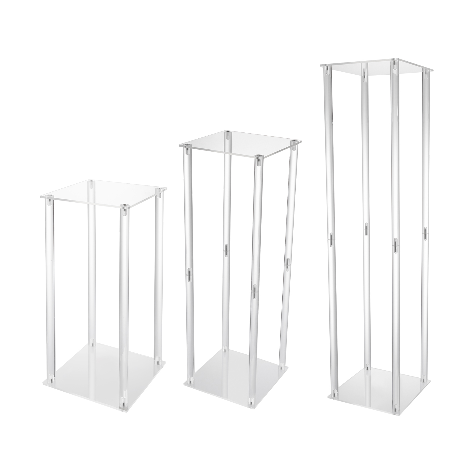 CNCEST Acryl Vase Hochzeit Mittelstücke, 3 Pcs klar Spalte Blume Stand, geometrische Display für Home Decor