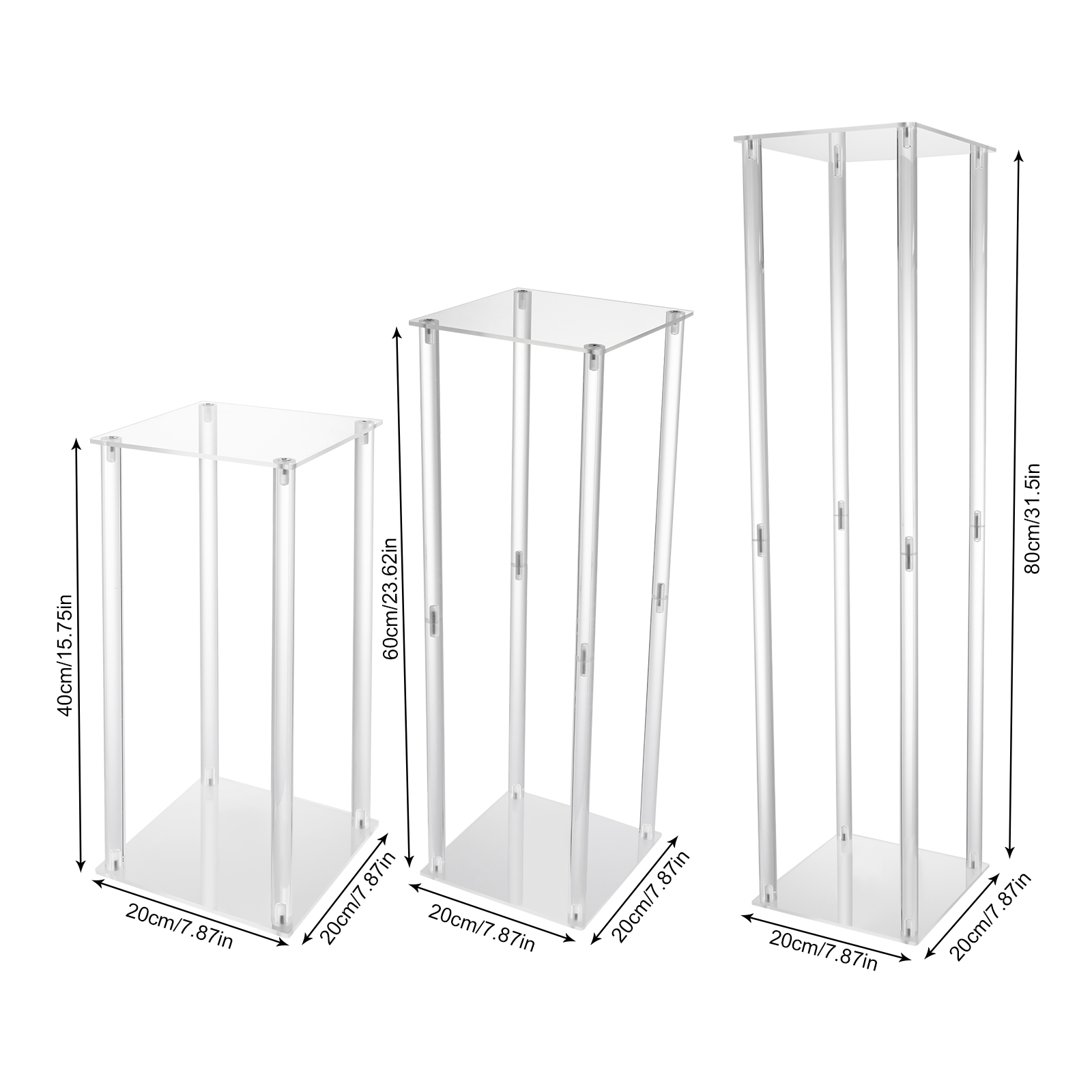 CNCEST Acryl Vase Hochzeit Mittelstücke, 3 Pcs klar Spalte Blume Stand, geometrische Display für Home Decor CNCEST Acryl Vase Hochzeit Mittelstücke, 3 Pcs klar Spalte Blume Stand, geometrische Display für Home Decor