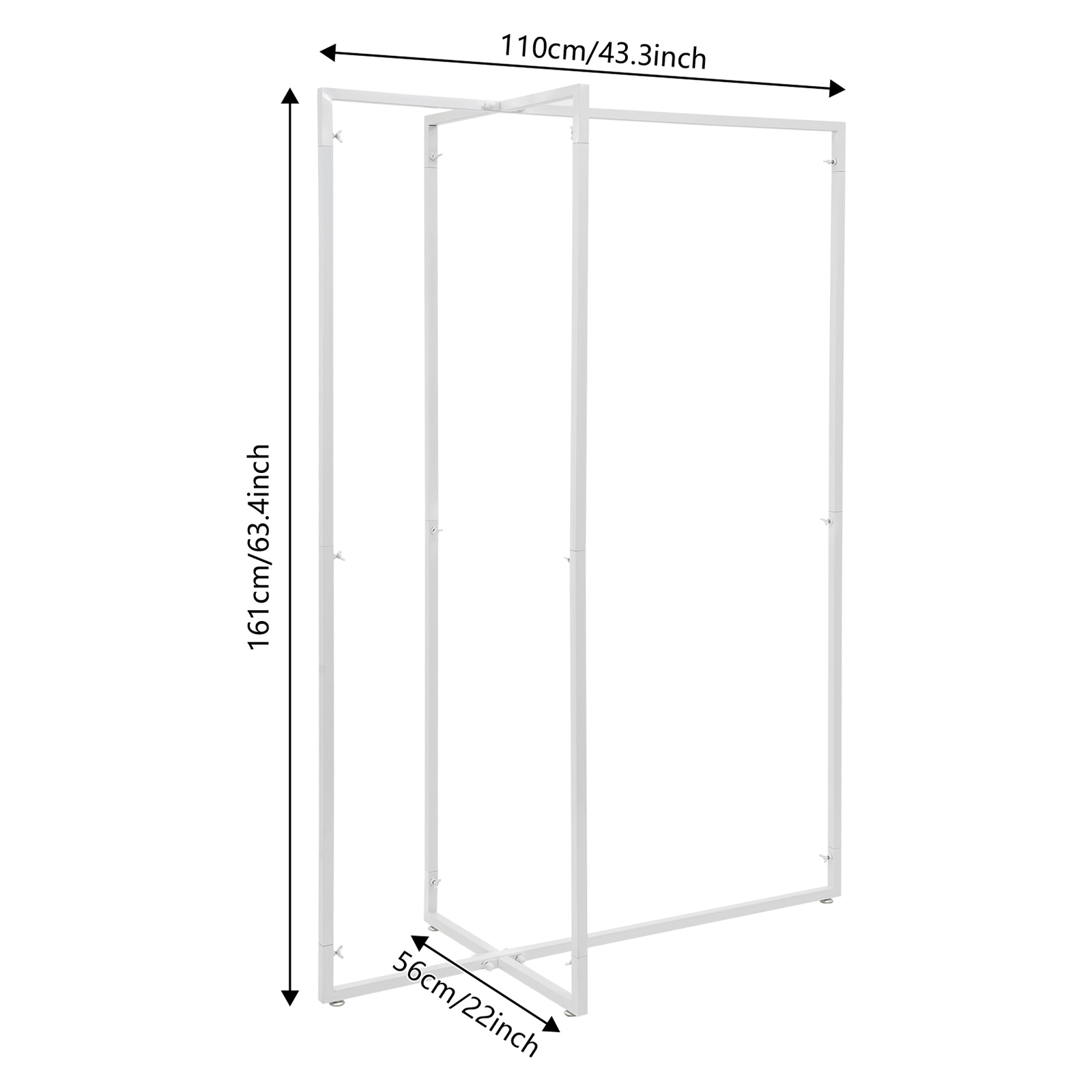 Kruis kledingrek, kleding display rail, vrijstaande kledingrek Kruis kledingrek, kleding display rail, vrijstaande kledingrek