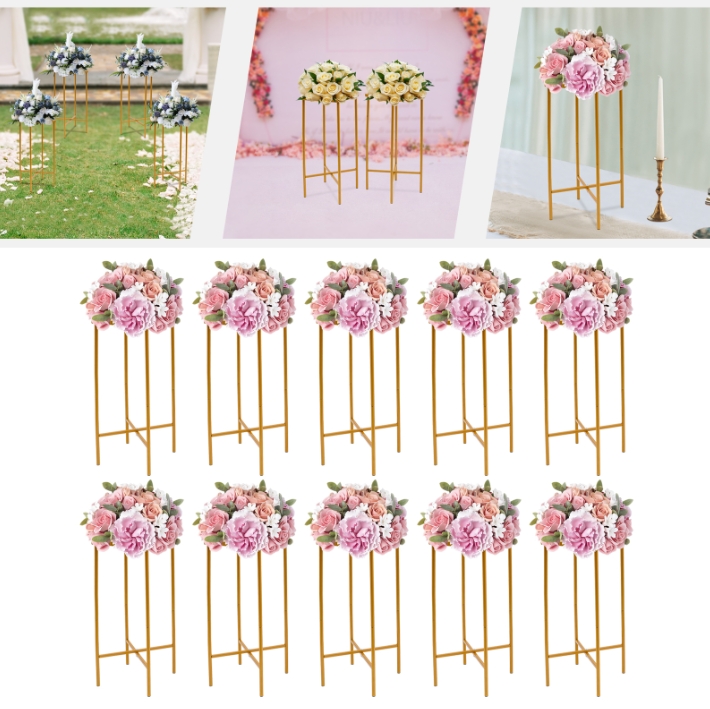 10 Stück Blumenständer für Hochzeiten, 23 x 23 x 57 cm, 1,3 cm Rundrohr, Tragkraft 5–10 kg