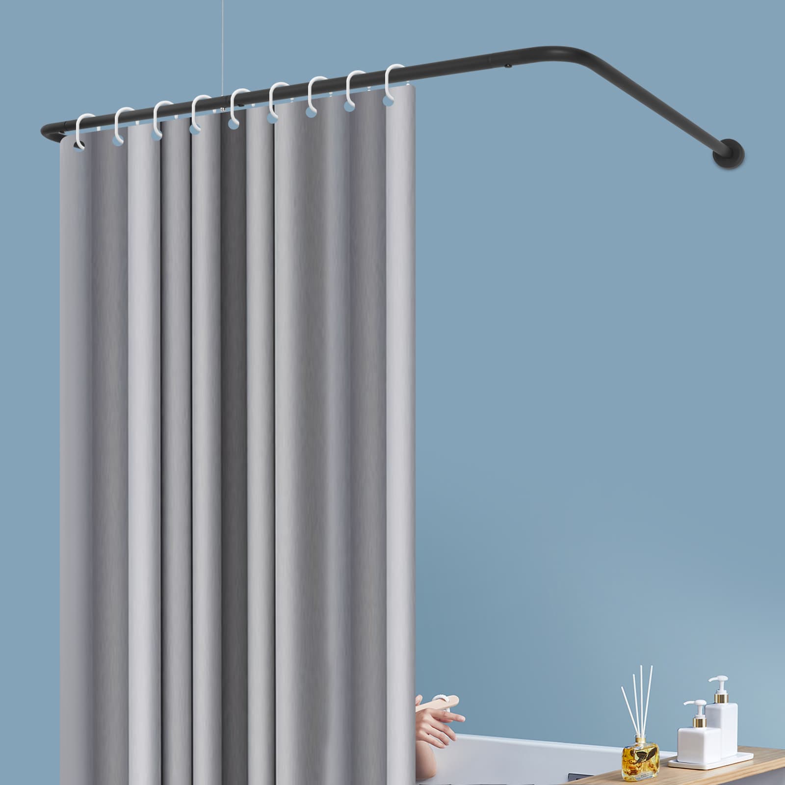 75 x 150-190 x 75 cm U-Shaped Shower Curtain Rod - Black, Shower Curtain Rod, U-Shaped Wall Mounted Curtain Rod, Adjustable U-Shaped Curtain Rod 75 x 150-190 x 75 cm U-Shaped Shower Curtain Rod - Black, Shower Curtain Rod, U-Shaped Wall Mounted Curtain Rod, Adjustable U-Shaped Curtain Rod