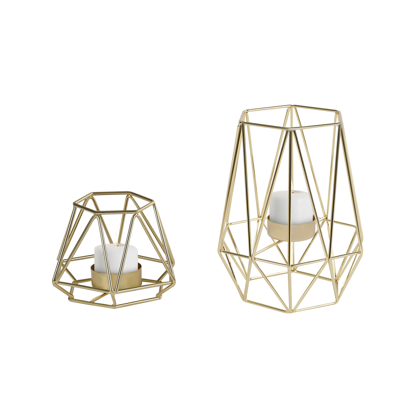 CNCEST 10 Stück Teelicht Votivkerzenhalter aus Metall mit geometrischem Design hohle Teelichthalter aus Eisen Heimdekoration Gold