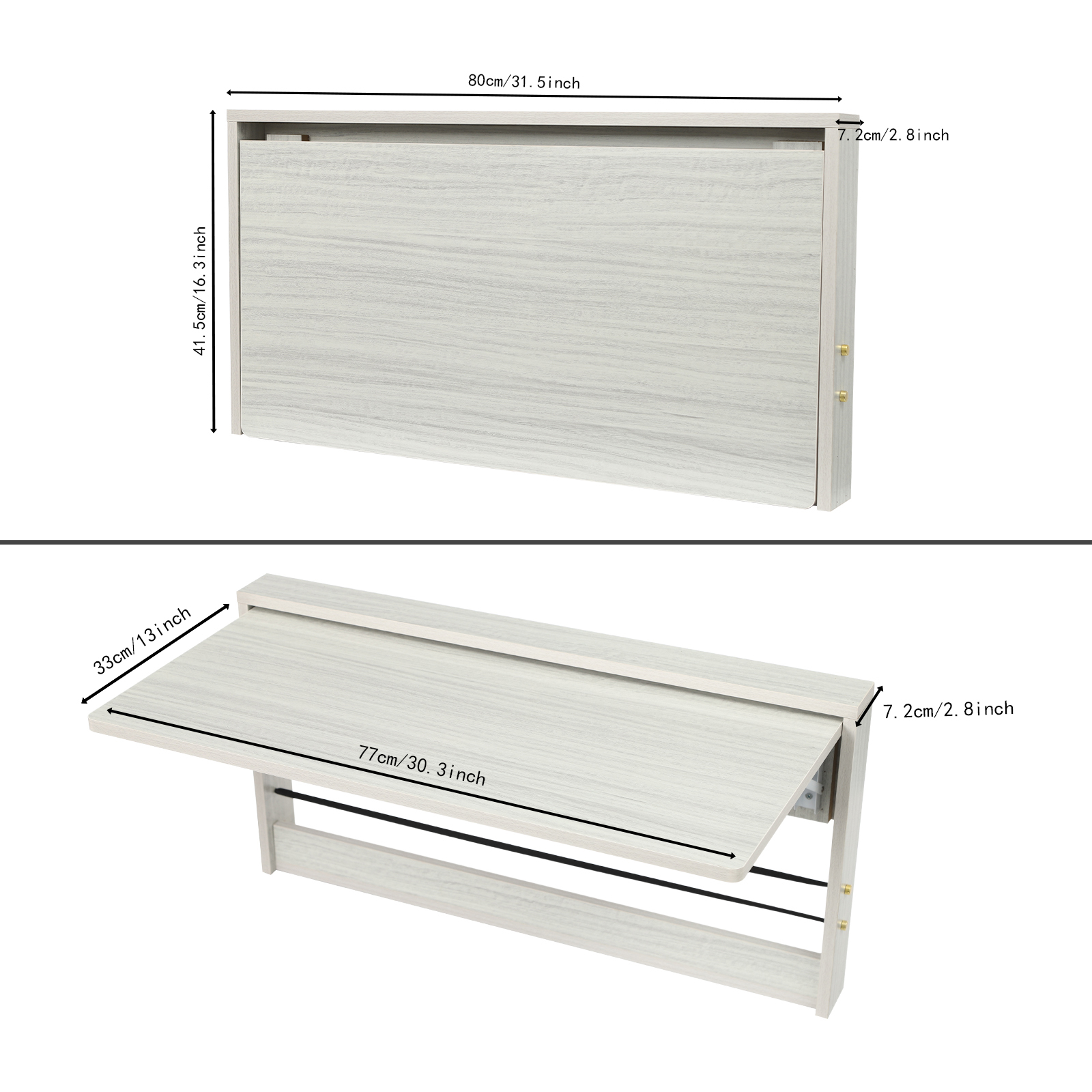 Mesa plegable de pared de 80x41 cm, mesa plegable de pared, mesa plegable de pared para salas de estar y dormitorios