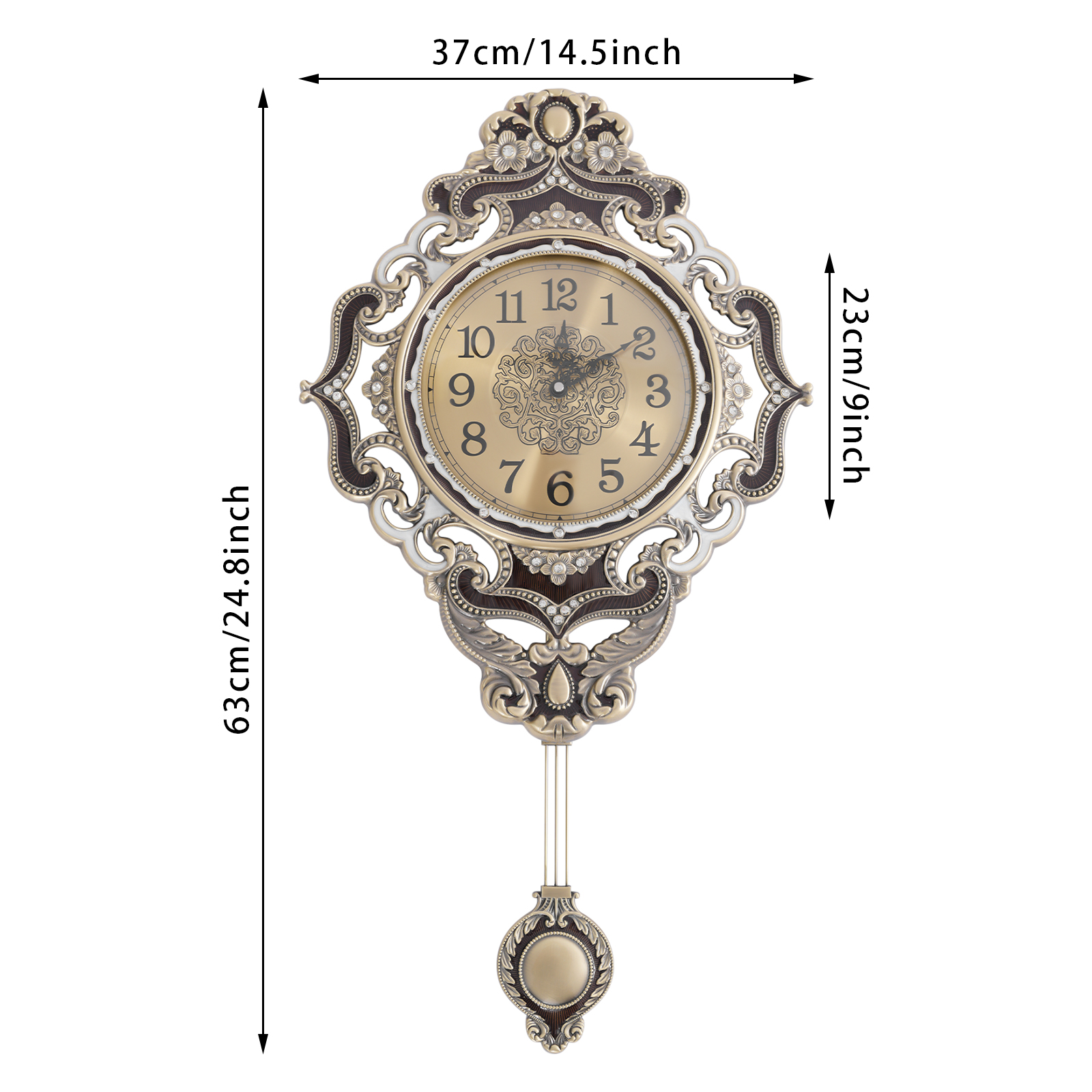 635 Alloy Accessories Metal Plate Wall Clock, Retro Decorative Wall Clock, Wall Clock for Living Room Office