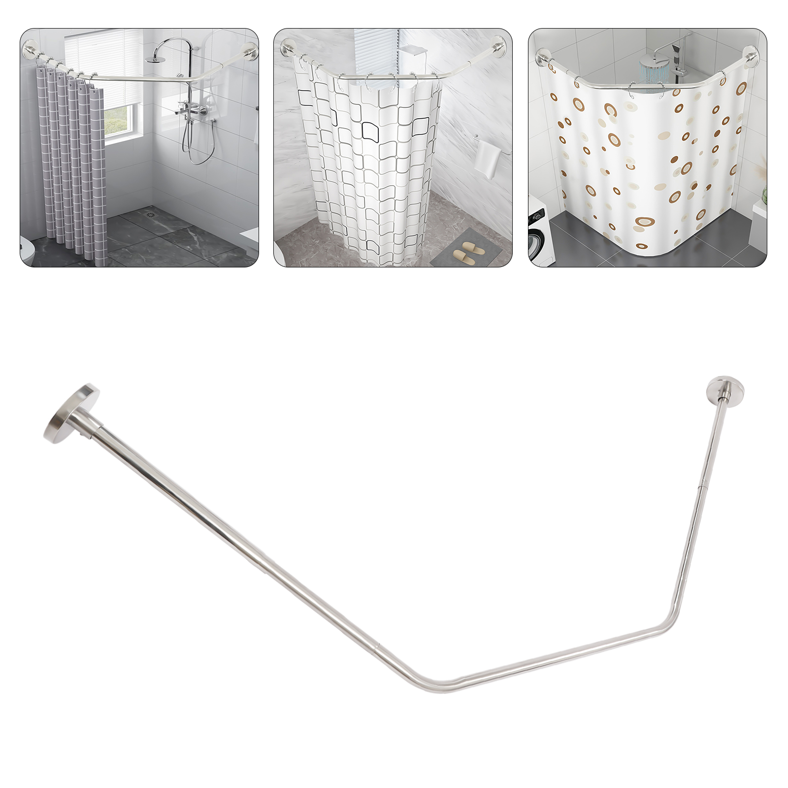 Duschvorhangstange Diamantform Badewanne Edelstahl Duschstange Ecke Halterung