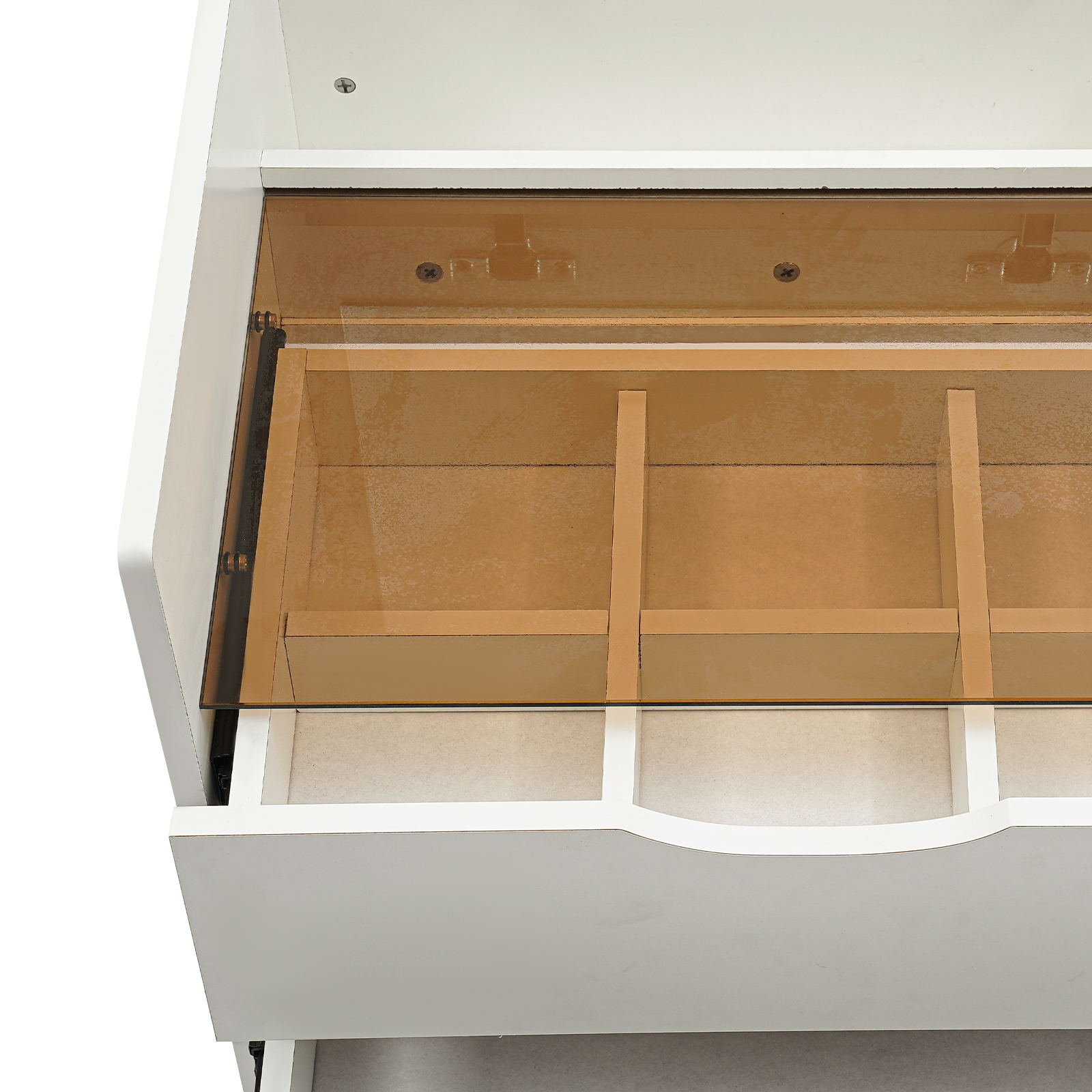 Coiffeuse 48 cm avec tabouret de maquillage - Miroir rabattable - Blanc crème