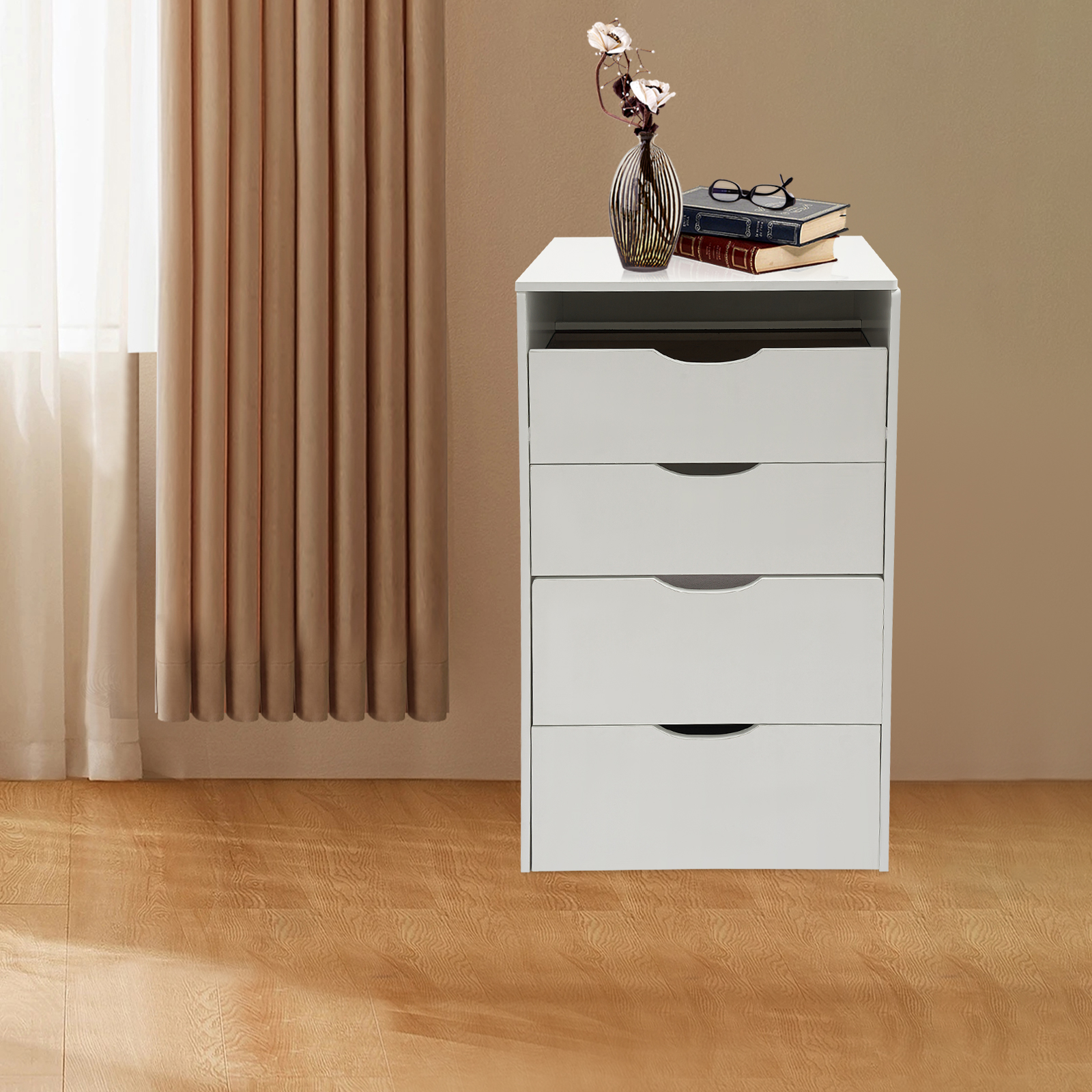 Coiffeuse 48 cm avec tabouret de maquillage - Miroir rabattable - Blanc crème