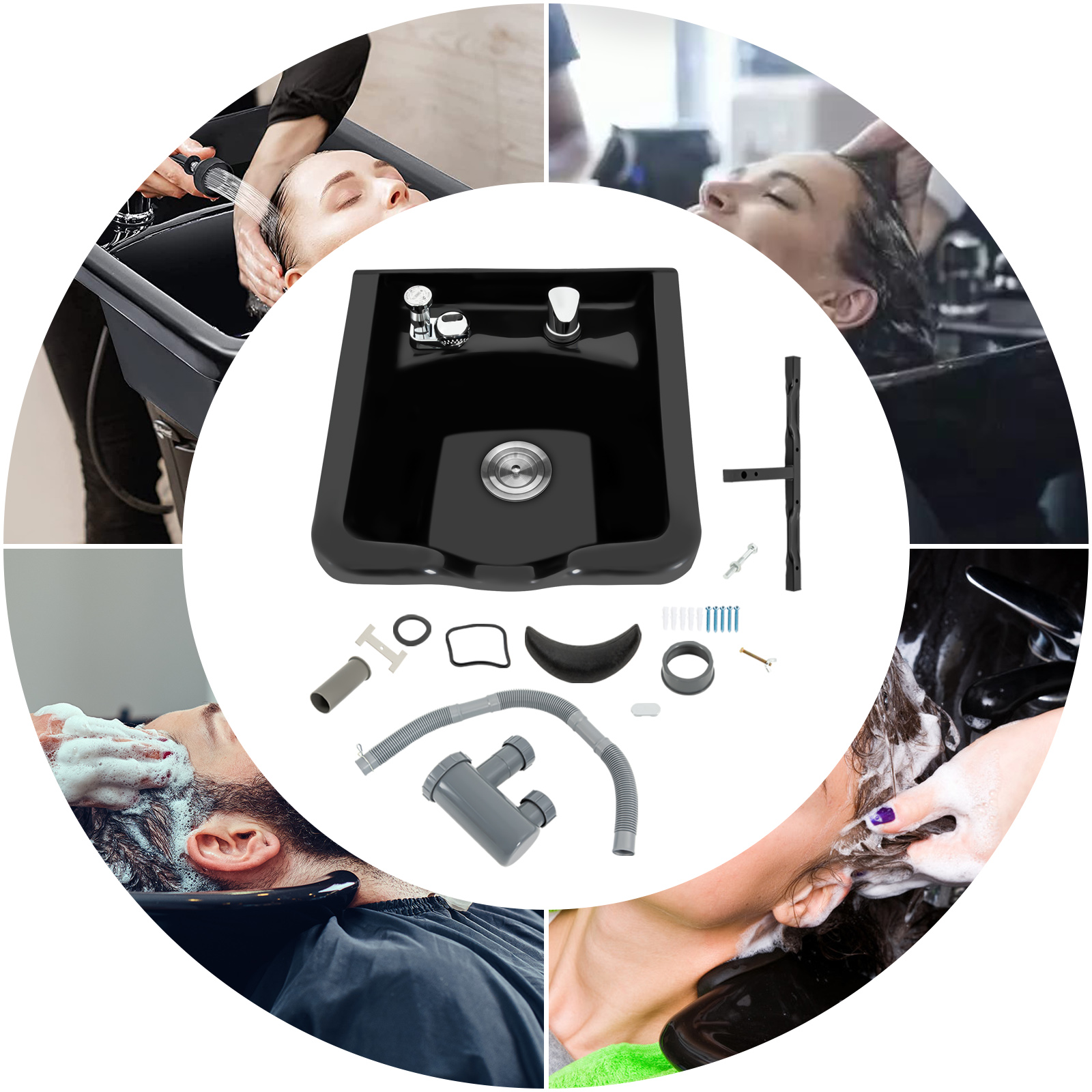 Schüssel für Salons Schwarzes Shampoo-Waschbecken aus ABS-Kunststoff für zu Hause Schüssel für Salons Schwarzes Shampoo-Waschbecken aus ABS-Kunststoff für zu Hause