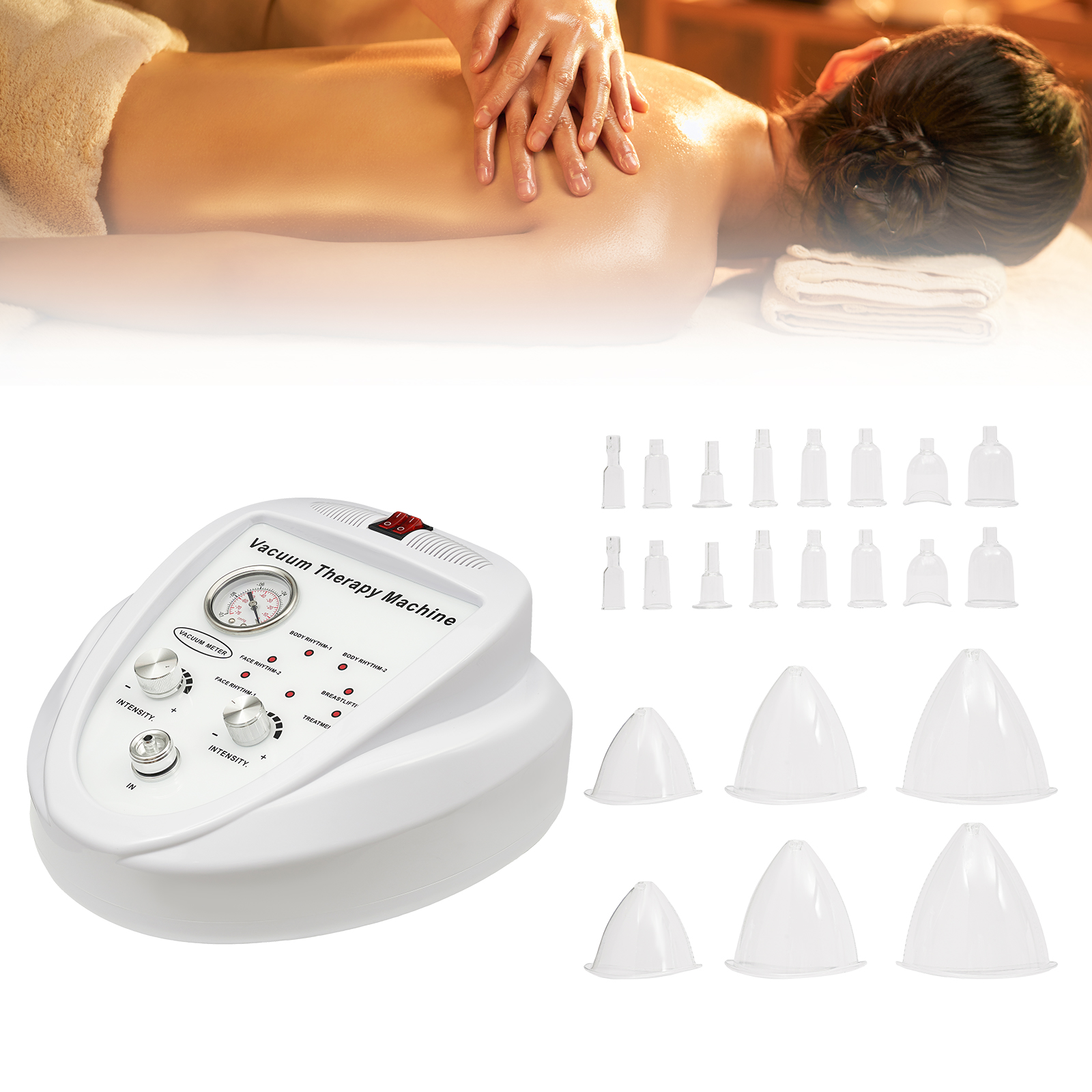 Vakuumtherapiegerät, Po-Lifter-Gerät, Vakuum-Schröpfmassagegerät mit 30 Saugnäpfen