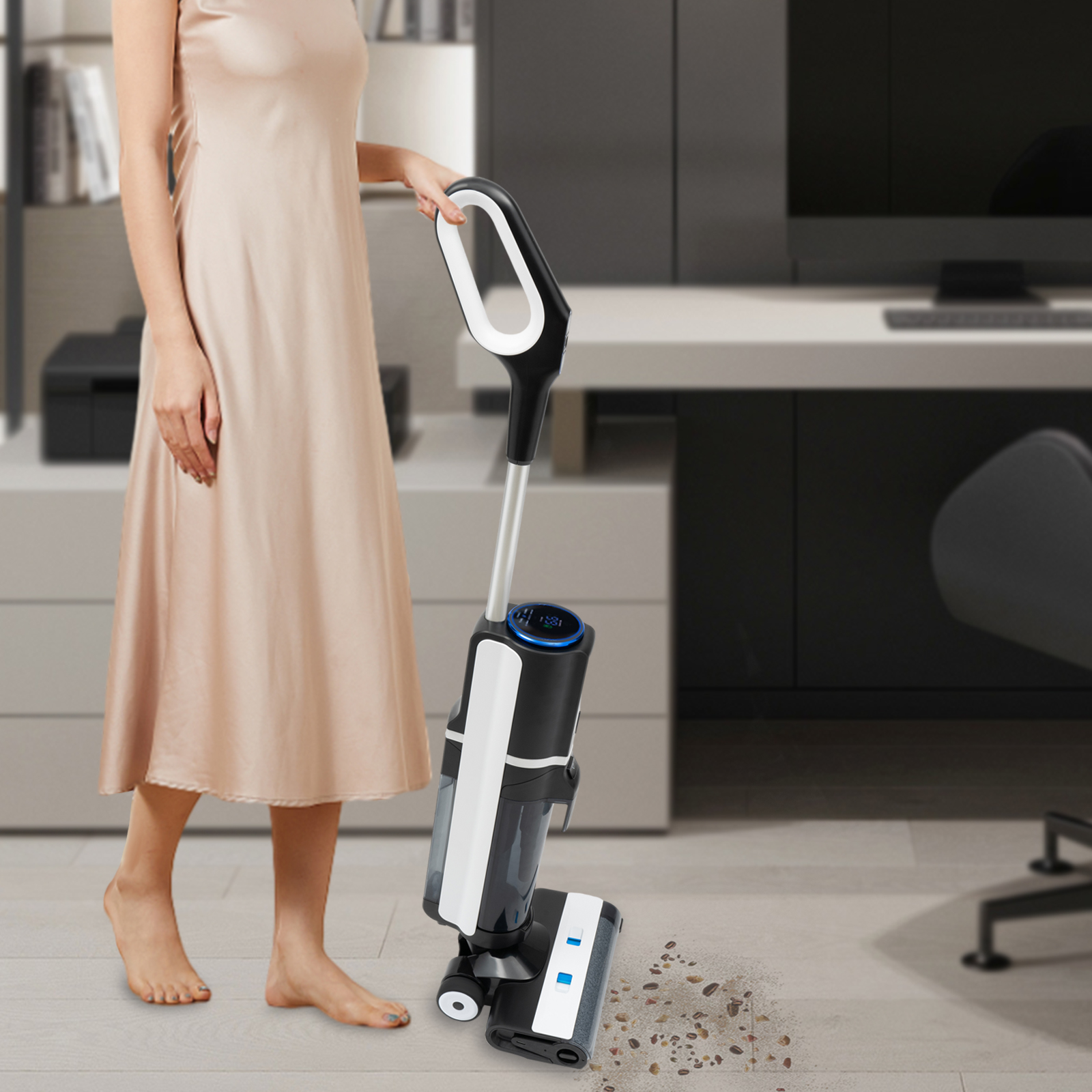 Kabelloser Staubsauger, Nass-/Trockensauger mit Ein-Schritt-Reinigung, Smart Screen und Sprachansagen