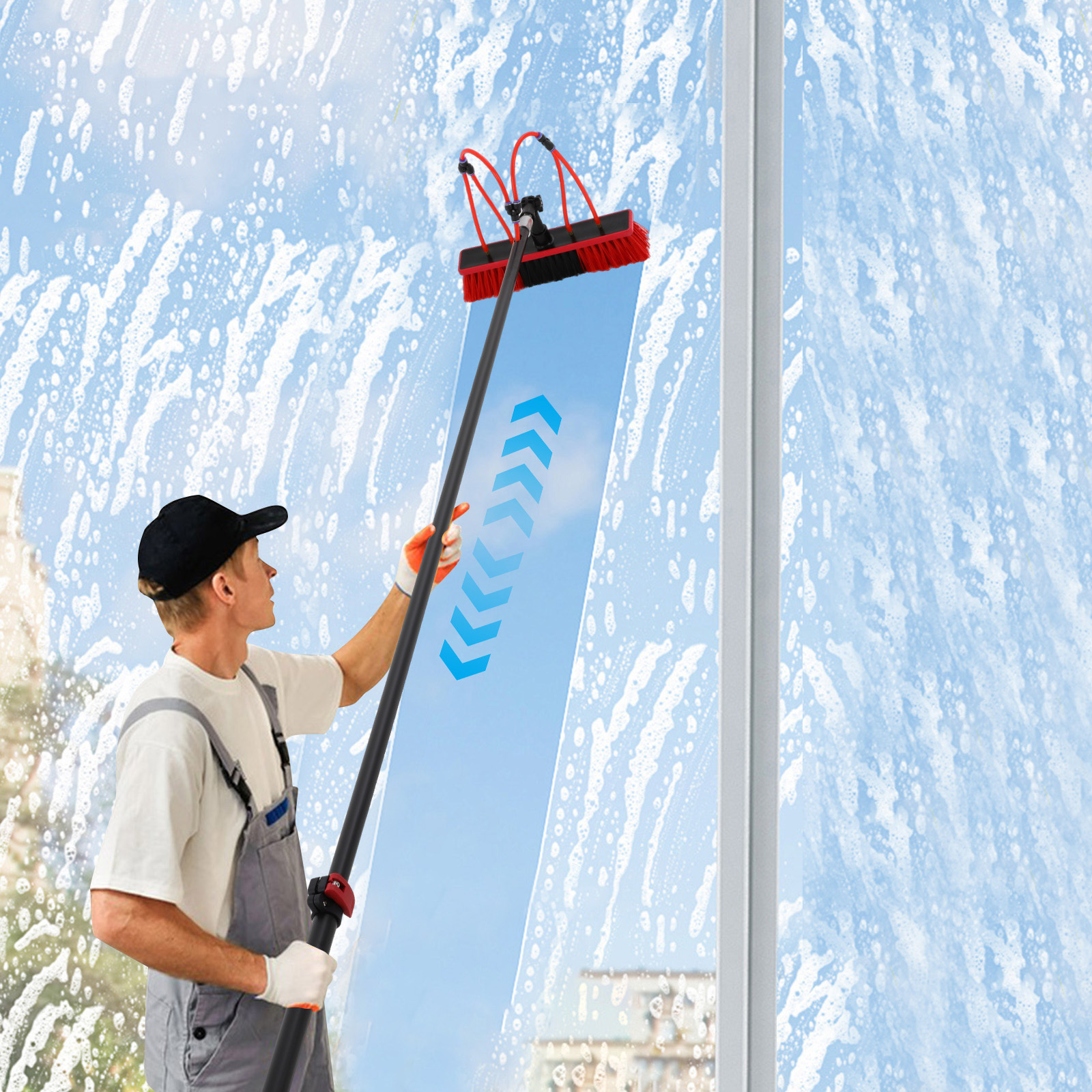 35.43ft Telescopic Rod Window Cleaner, Window Cleaning Equipment, Window Cleaning Tool - 35cm Brush Head 35.43ft Telescopic Rod Window Cleaner, Window Cleaning Equipment, Window Cleaning Tool - 35cm Brush Head