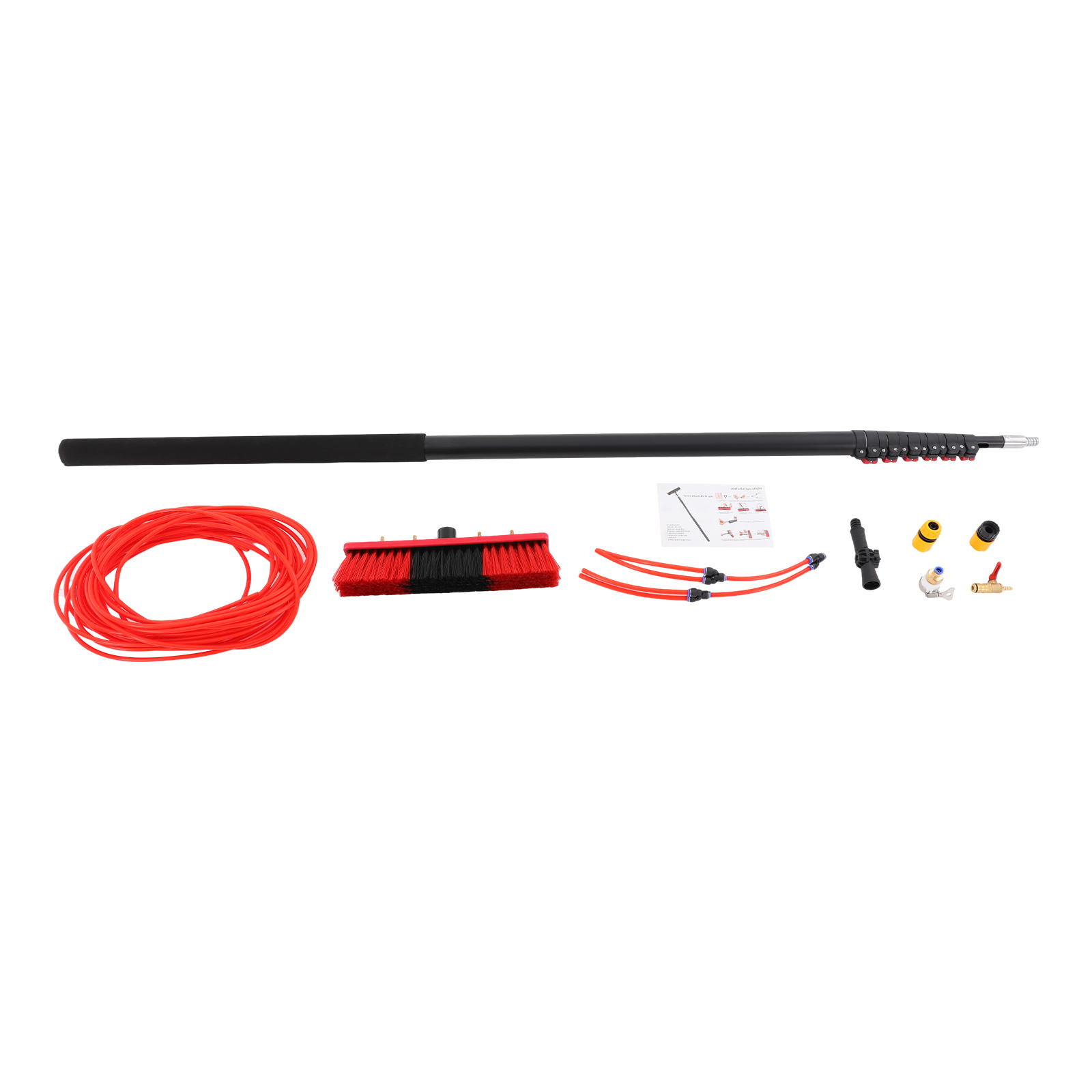 35.43ft Telescopic Rod Window Cleaner, Window Cleaning Equipment, Window Cleaning Tool - 35cm Brush Head