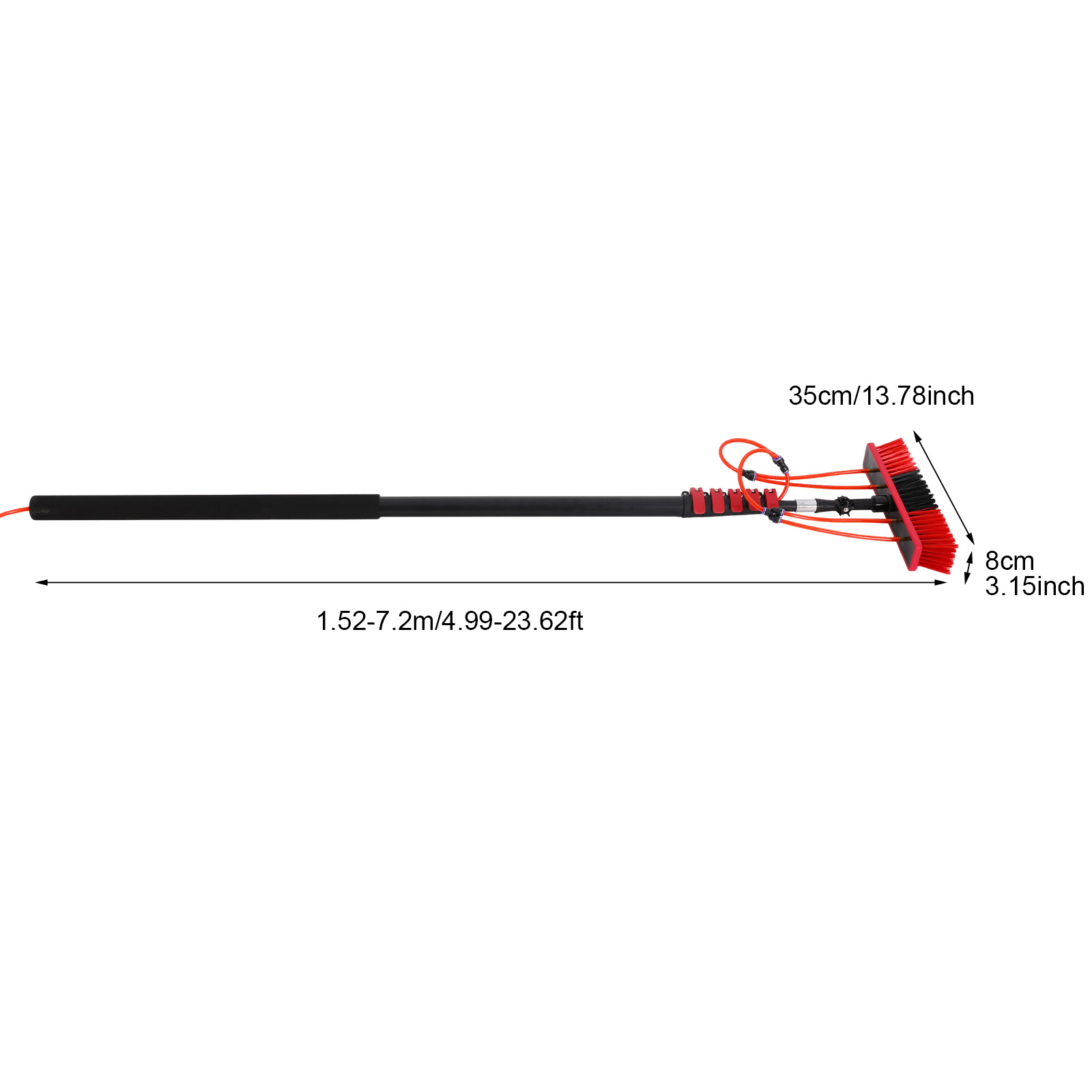 7,2 m telescopische ruitenreiniger, ruitenreinigingsapparaat, ruitenreinigingstool - 35 cm borstelkop 7,2 m telescopische ruitenreiniger, ruitenreinigingsapparaat, ruitenreinigingstool - 35 cm borstelkop