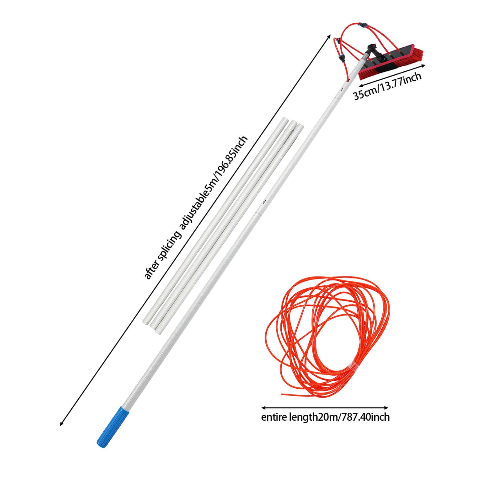 Solar Panel Cleaning Brush Adjustable Pole Cleaning Kit, Solar Panel Cleaning Pole and Outdoor Window Washing Equipment Solar Panel Cleaning Brush Adjustable Pole Cleaning Kit, Solar Panel Cleaning Pole and Outdoor Window Washing Equipment