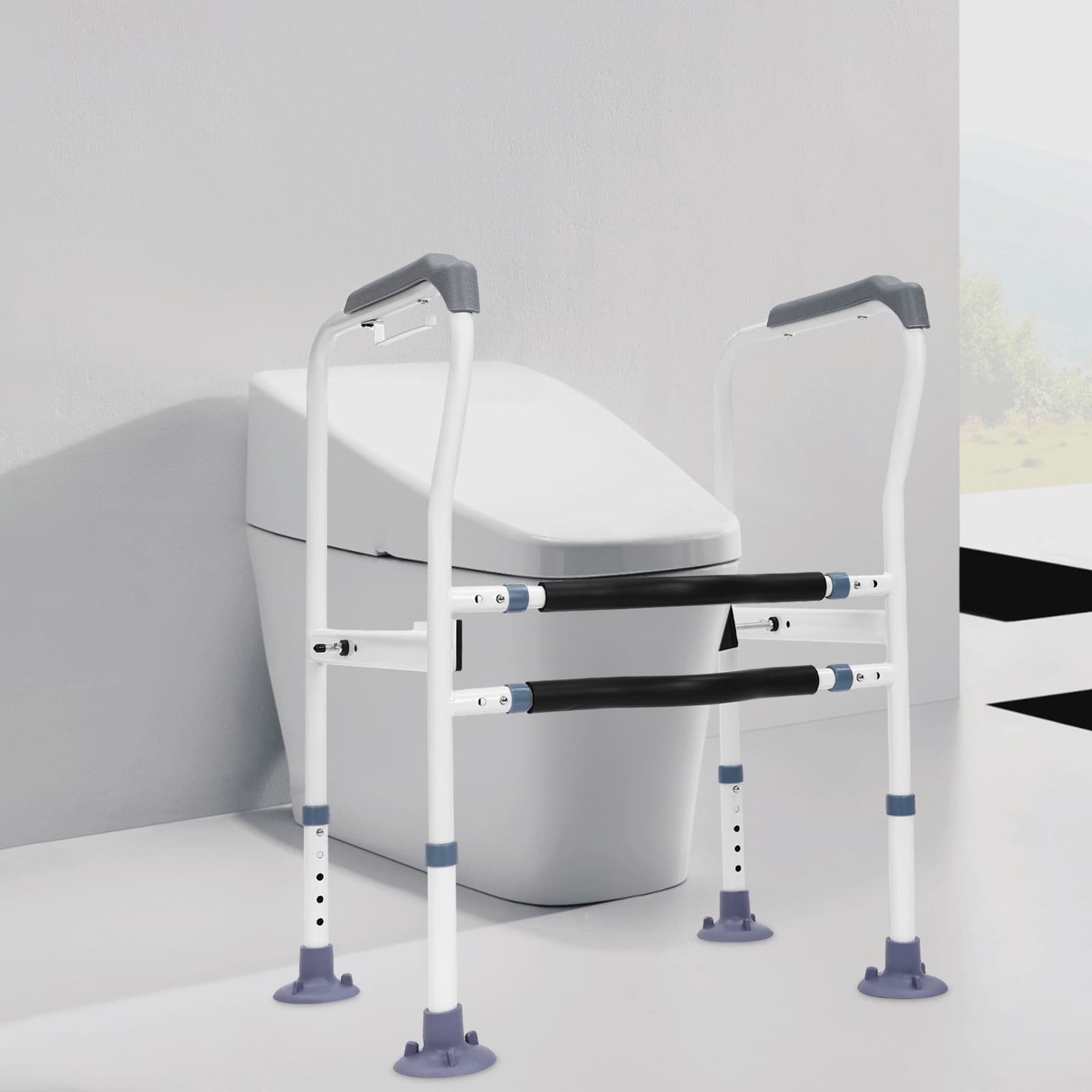 Höhenverstellbarer Toilettensitz mit leistungsstarker Saugnapf-Fußstütze. Für ältere Menschen, Schwangere, Behinderte Höhenverstellbarer Toilettensitz mit leistungsstarker Saugnapf-Fußstütze. Für ältere Menschen, Schwangere, Behinderte