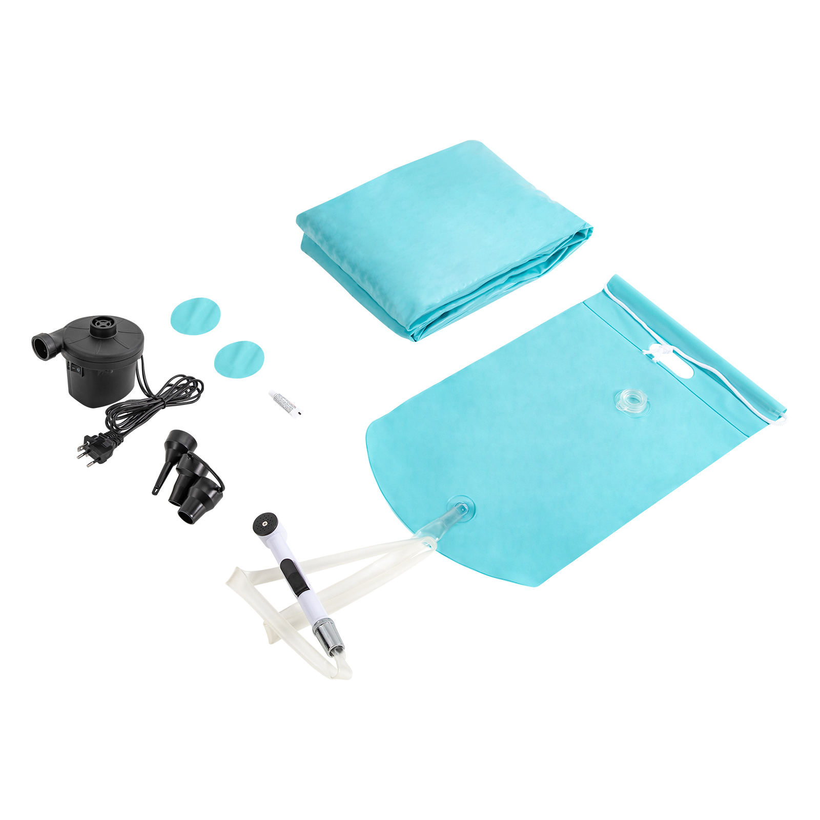 Tragbare Aufblasbare Nachttisch Badewanne, PVC Inflatable Bathtub Faltbare Badewanne Nachttisch Duschsystem mit Wasserbeutel und Überkopf-Dusche