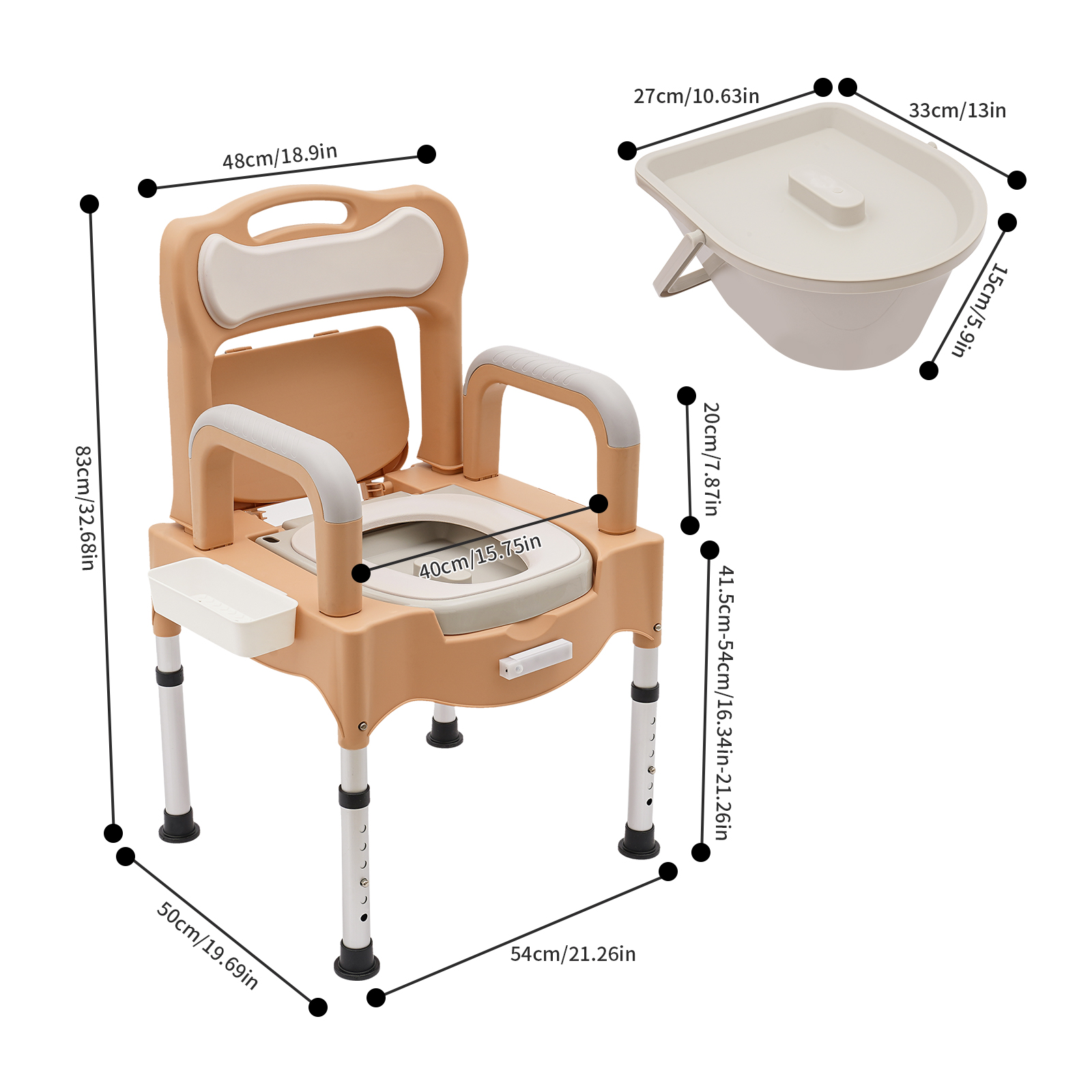 Nachttisch-Toilettenstuhl, tragbarer Toilettenstuhl, höhenverstellbare Toilettentoilette für den Heimgebrauch Nachttisch-Toilettenstuhl, tragbarer Toilettenstuhl, höhenverstellbare Toilettentoilette für den Heimgebrauch
