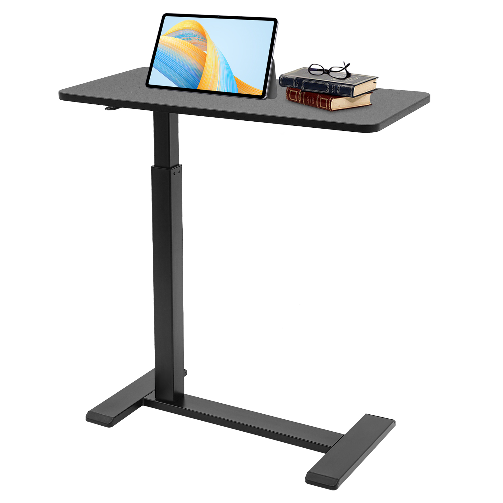 Verstelbaar nachtkastje boven het bed, pneumatisch mobiel sta-bureau, laptopbureau, verplaatsbare bedtafel, ziekenhuisgebruik