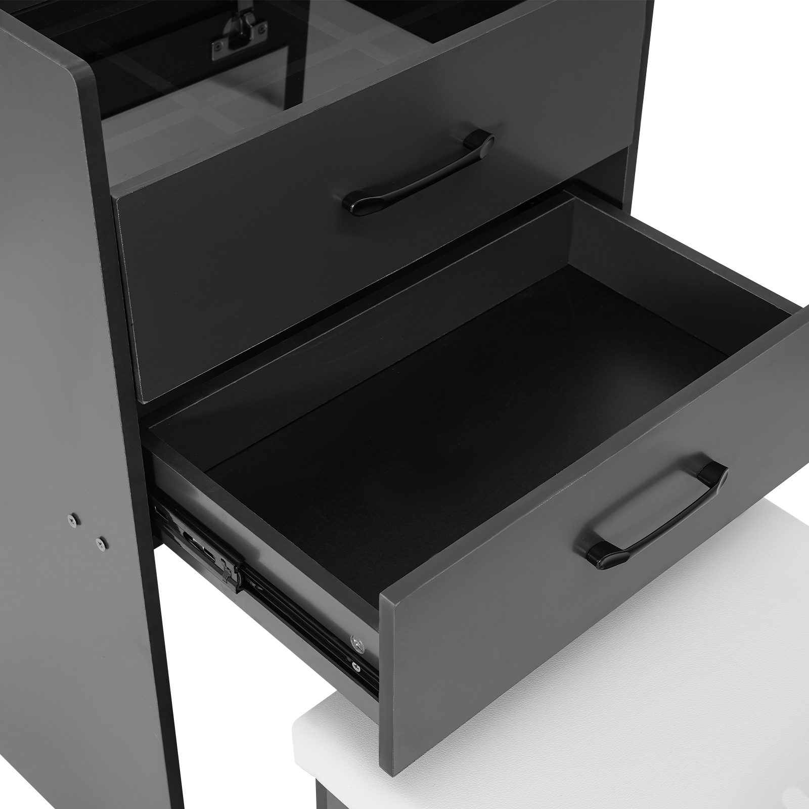 Grey Makeup Desk with Mirror, Compact Dressing Table, Small Make Up Table for Home Bedrooms, Dressing Rooms