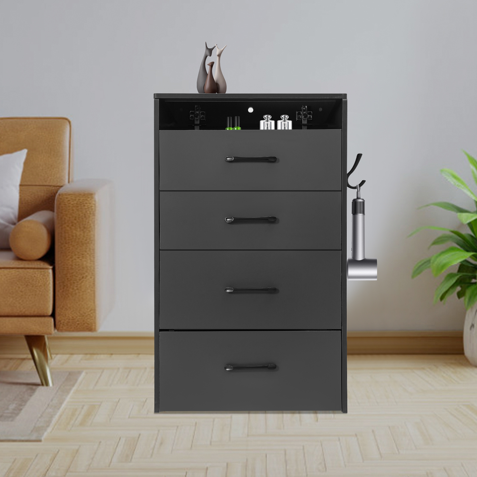 Grey Makeup Desk with Mirror, Compact Dressing Table, Small Make Up Table for Home Bedrooms, Dressing Rooms