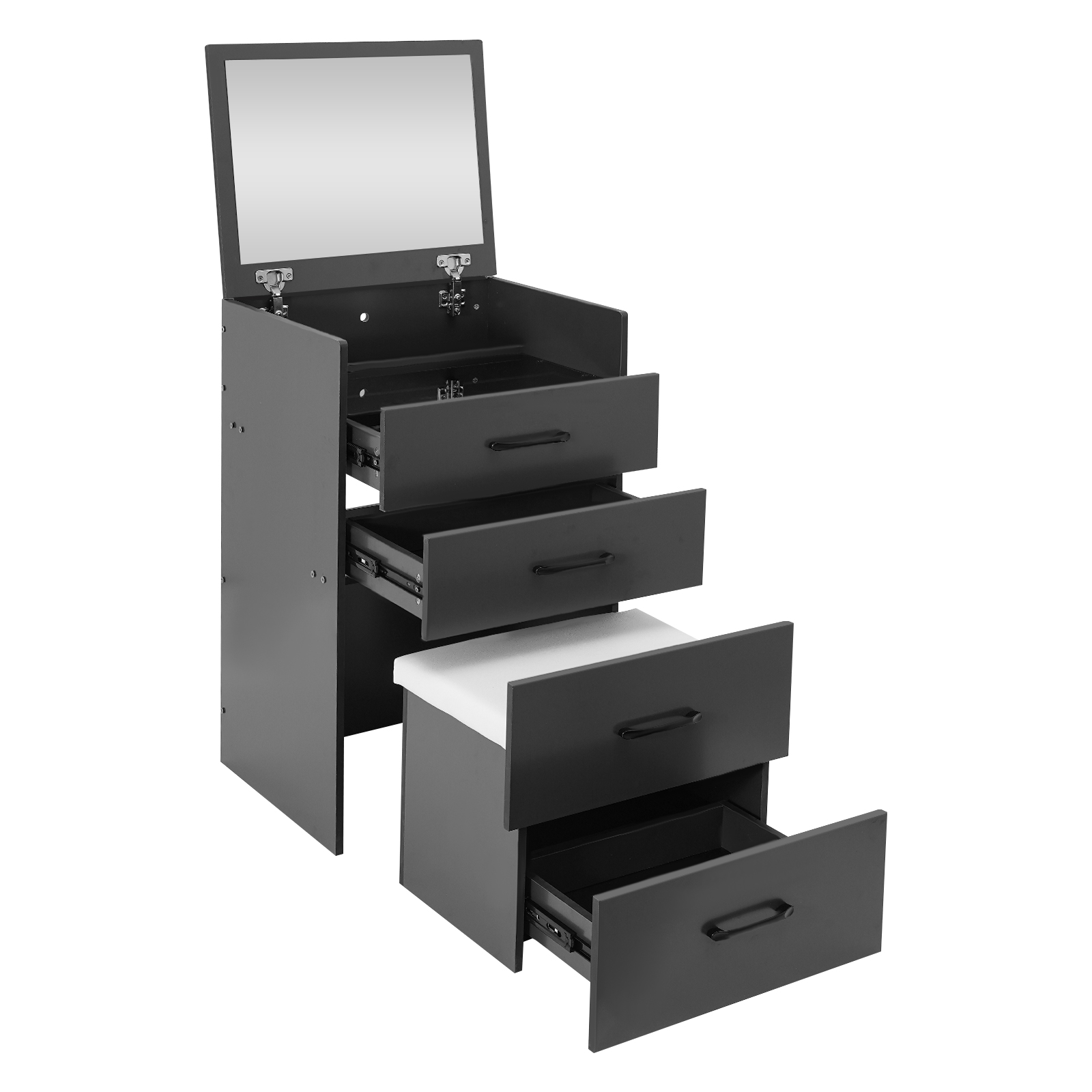 Grey Makeup Desk with Mirror, Compact Dressing Table, Small Make Up Table for Home Bedrooms, Dressing Rooms
