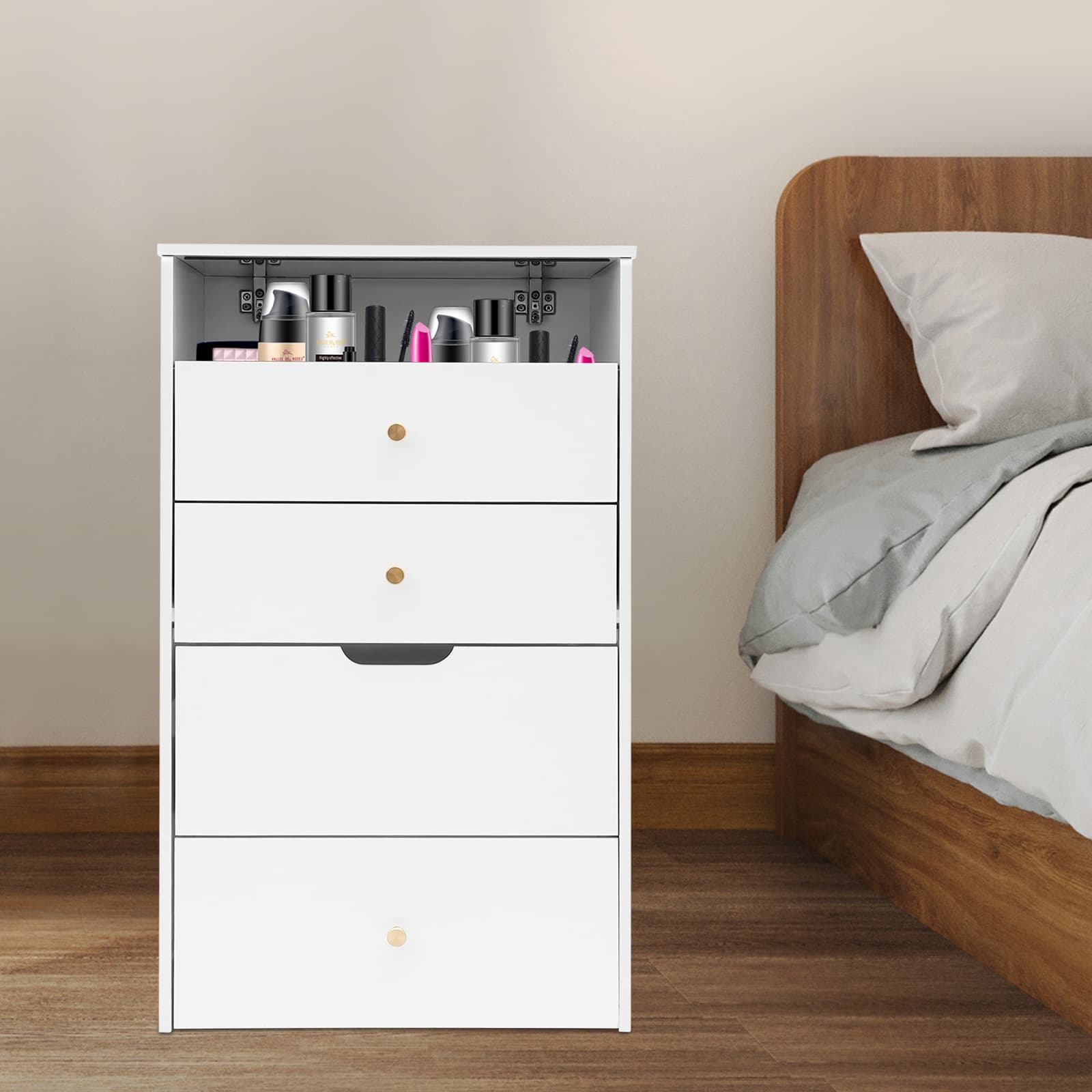 Dressing table small size flip-top - with mirror,Makeup Desk with Mirror, Compact Dressing Table, Small Make Up Table