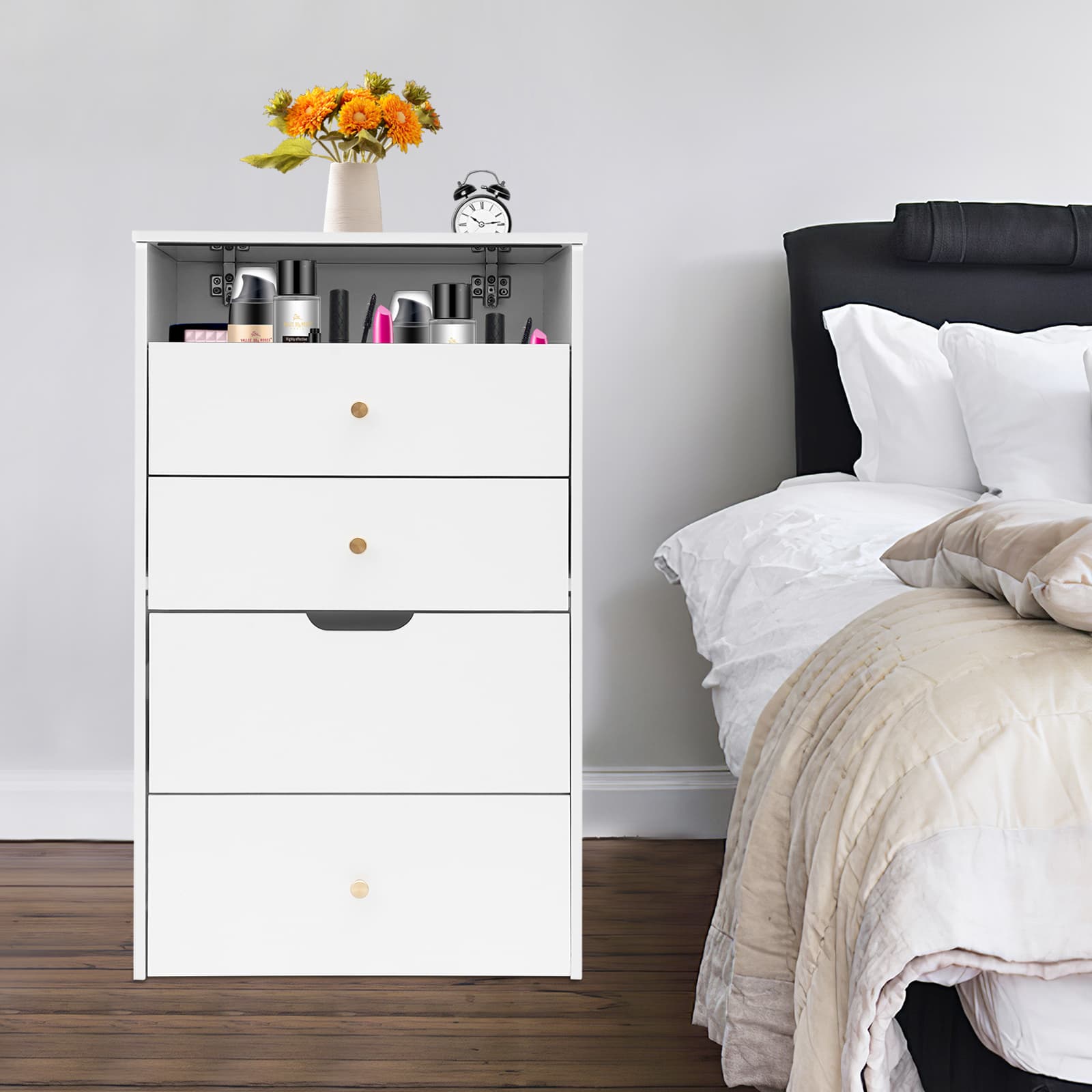 Dressing table small size flip-top - with mirror,Makeup Desk with Mirror, Compact Dressing Table, Small Make Up Table