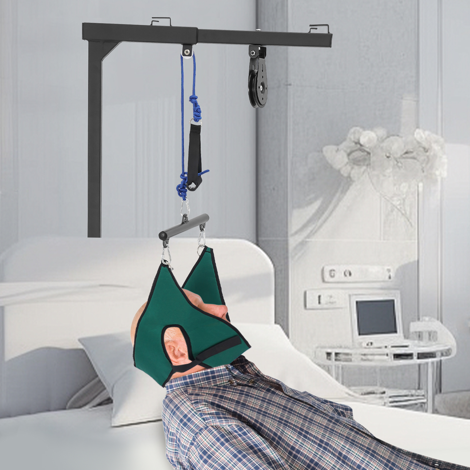 Black Multifunctional Standing Frame, Bed Lift for Elderly, Stand Up Assist Bar for Most Hospitals, Medical Beds