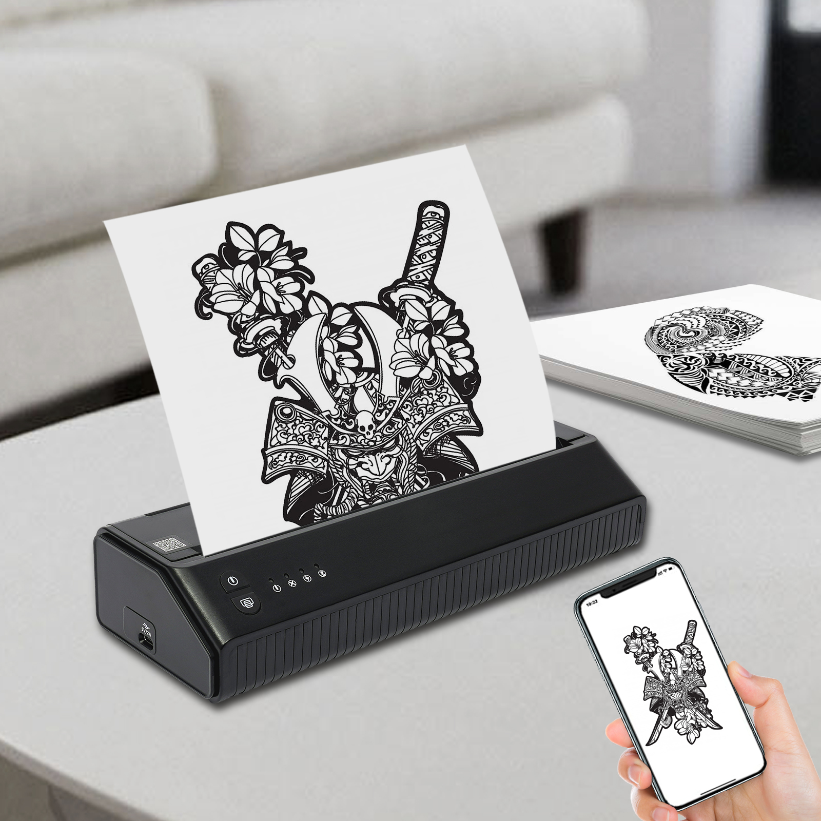 Kabelloser Drucker, Thermodrucker, tragbarer Drucker für den Einsatz in Privathaushalten,(Schwarz) Kabelloser Drucker, Thermodrucker, tragbarer Drucker für den Einsatz in Privathaushalten,(Schwarz)