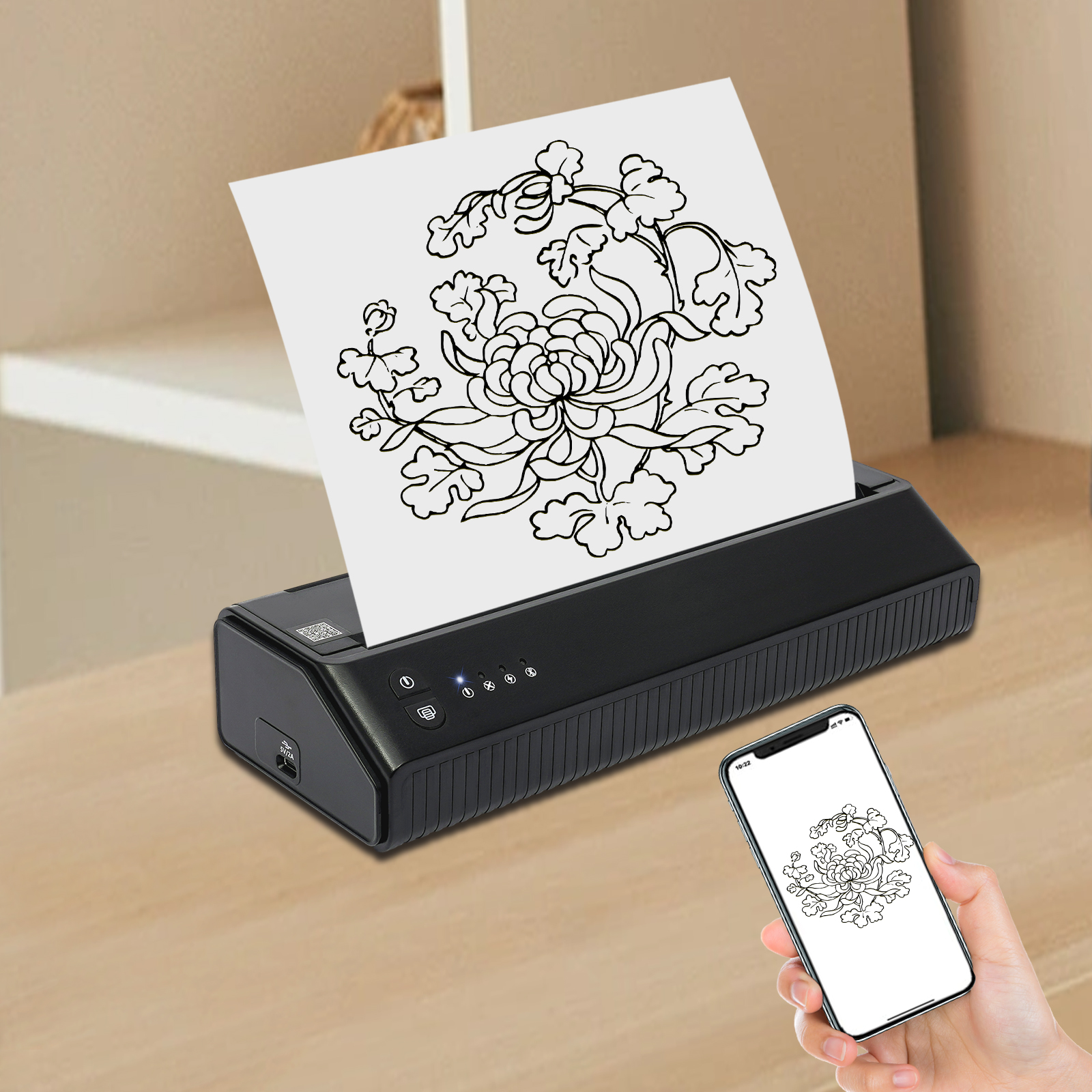 Kabelloser Drucker, Thermodrucker, tragbarer Drucker für den Einsatz in Privathaushalten,(Schwarz) Kabelloser Drucker, Thermodrucker, tragbarer Drucker für den Einsatz in Privathaushalten,(Schwarz)