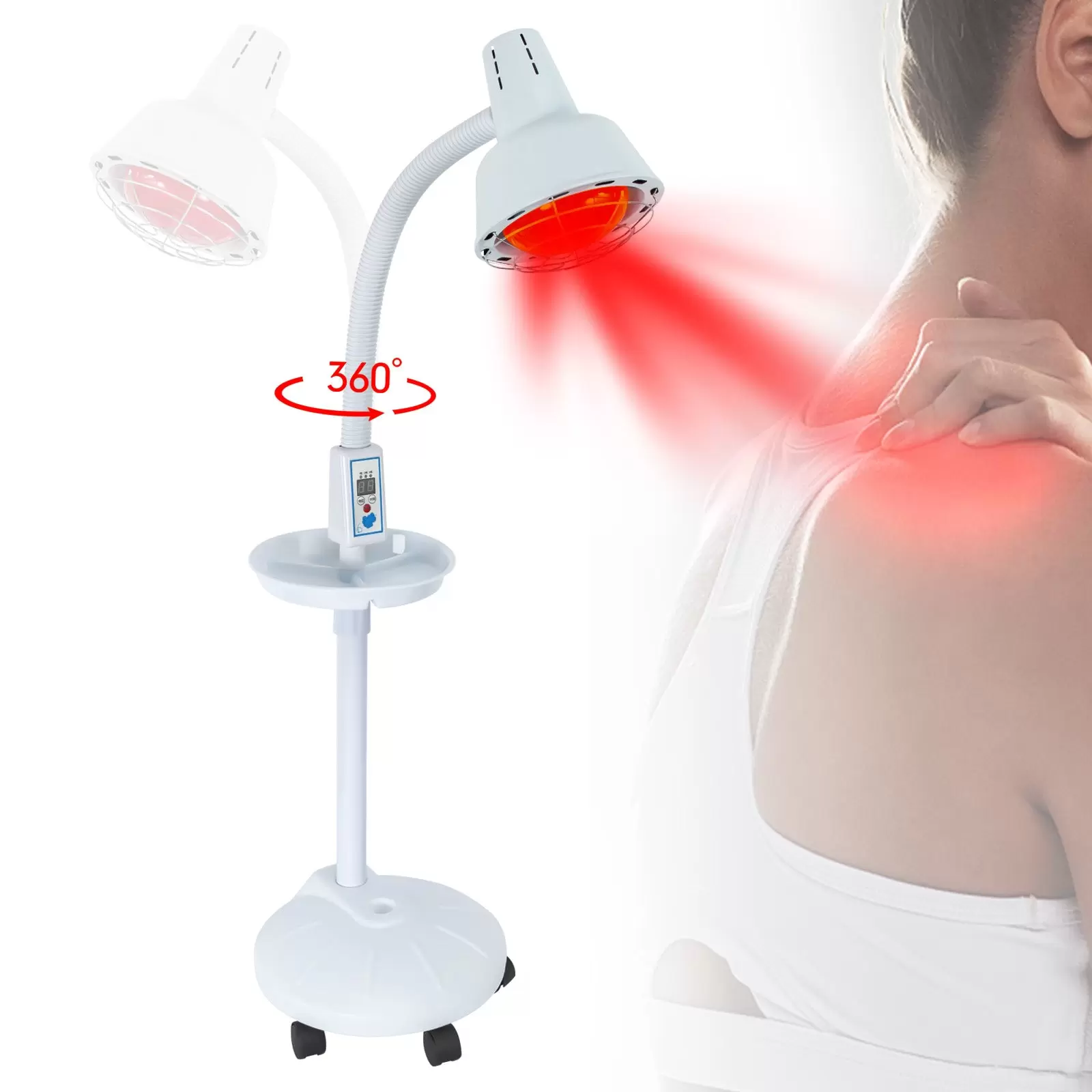 Infrarotlichtständer, 275W Rotlicht-Nahinfrarot-Wärmelampe mit flexiblem Arm und abnehmbarer Steuerung